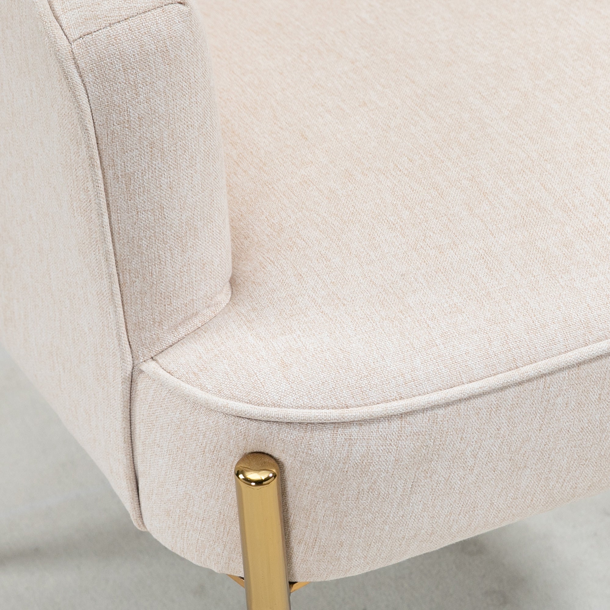 HOMCOM Accent Chair, Living Room Armchair, Vanity Chair with Gold Plating Metal Legs and Soft Padded Seat for Bedroom and Café, Set of 2, White - North Peak Garden Furniture