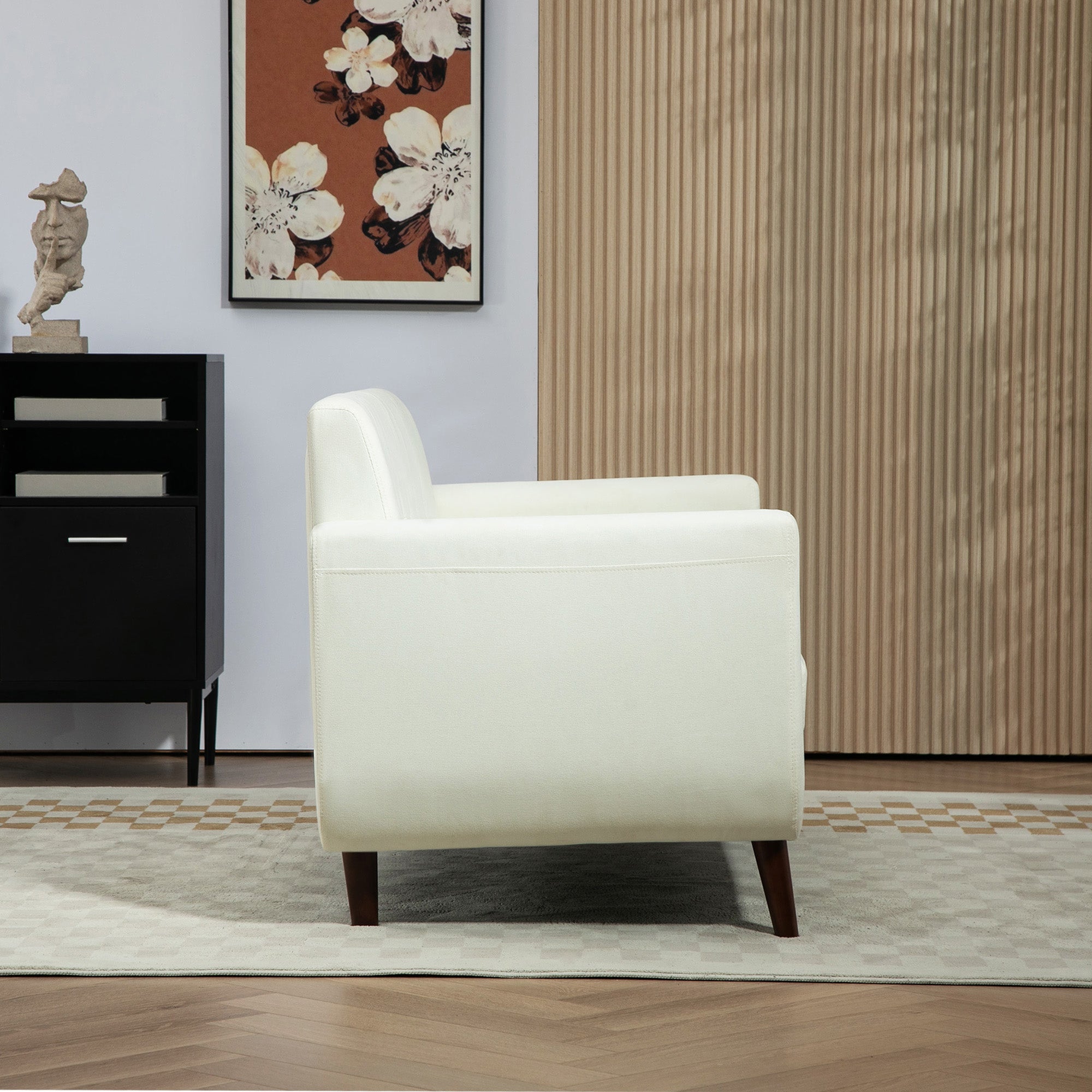HOMCOM 2 Seater Sofa, Modern Tufted Fabric Couch, Upholstered Loveseat with Wood Legs for Small Space, Living Room, Bedroom, Office, Cream White - North Peak Garden Furniture