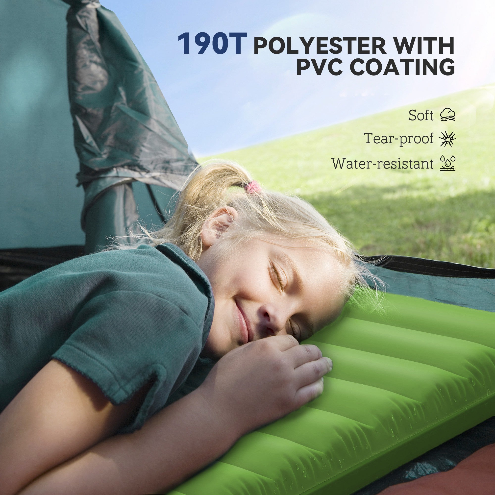 Outsunny 2 Person Camping Inflatable Mattress - Green - North Peak Garden Furniture