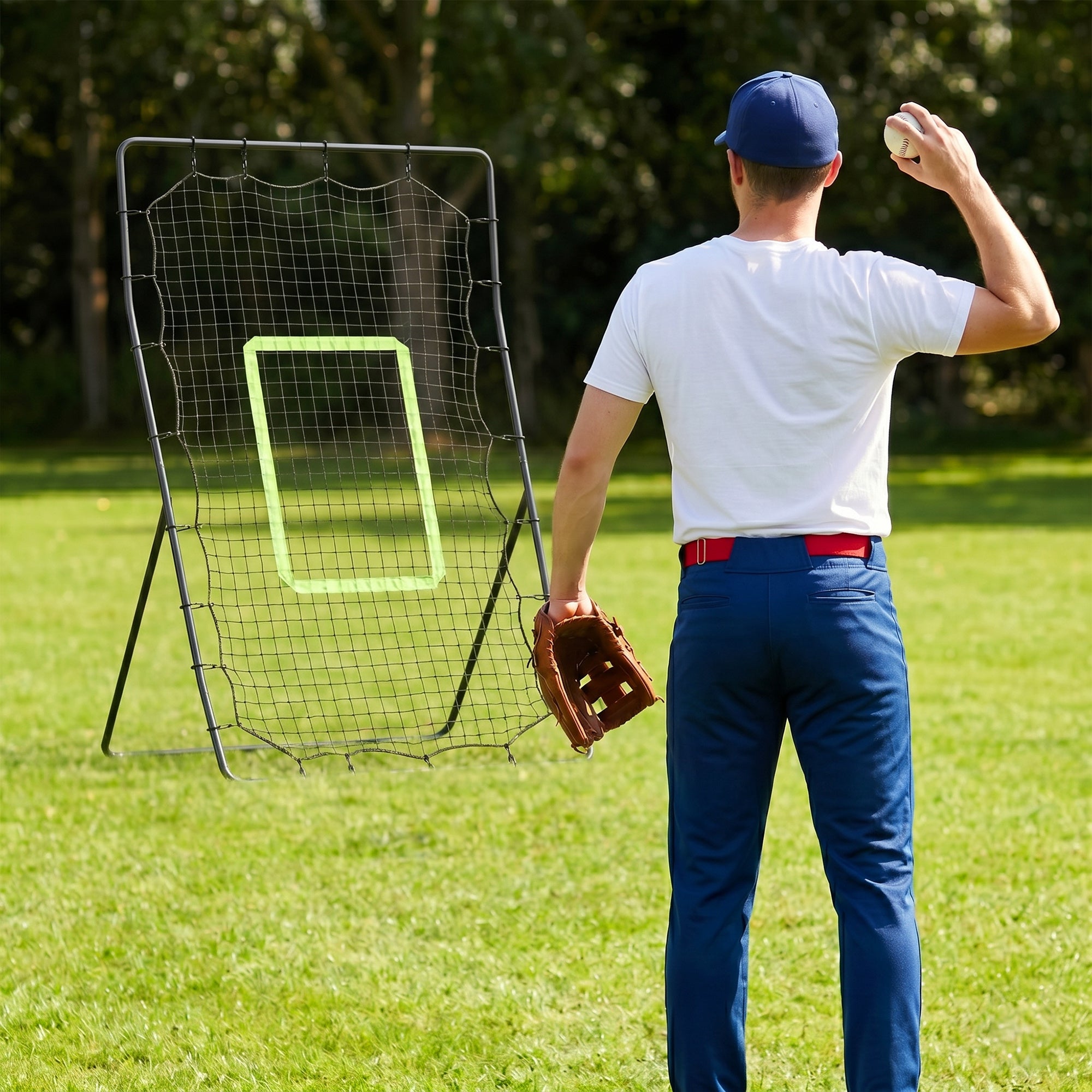HOMCOM Baseball Rebounder Net Teens Adults Game Spot Softball Training Aid Practise Target Strike Shot Goal Play