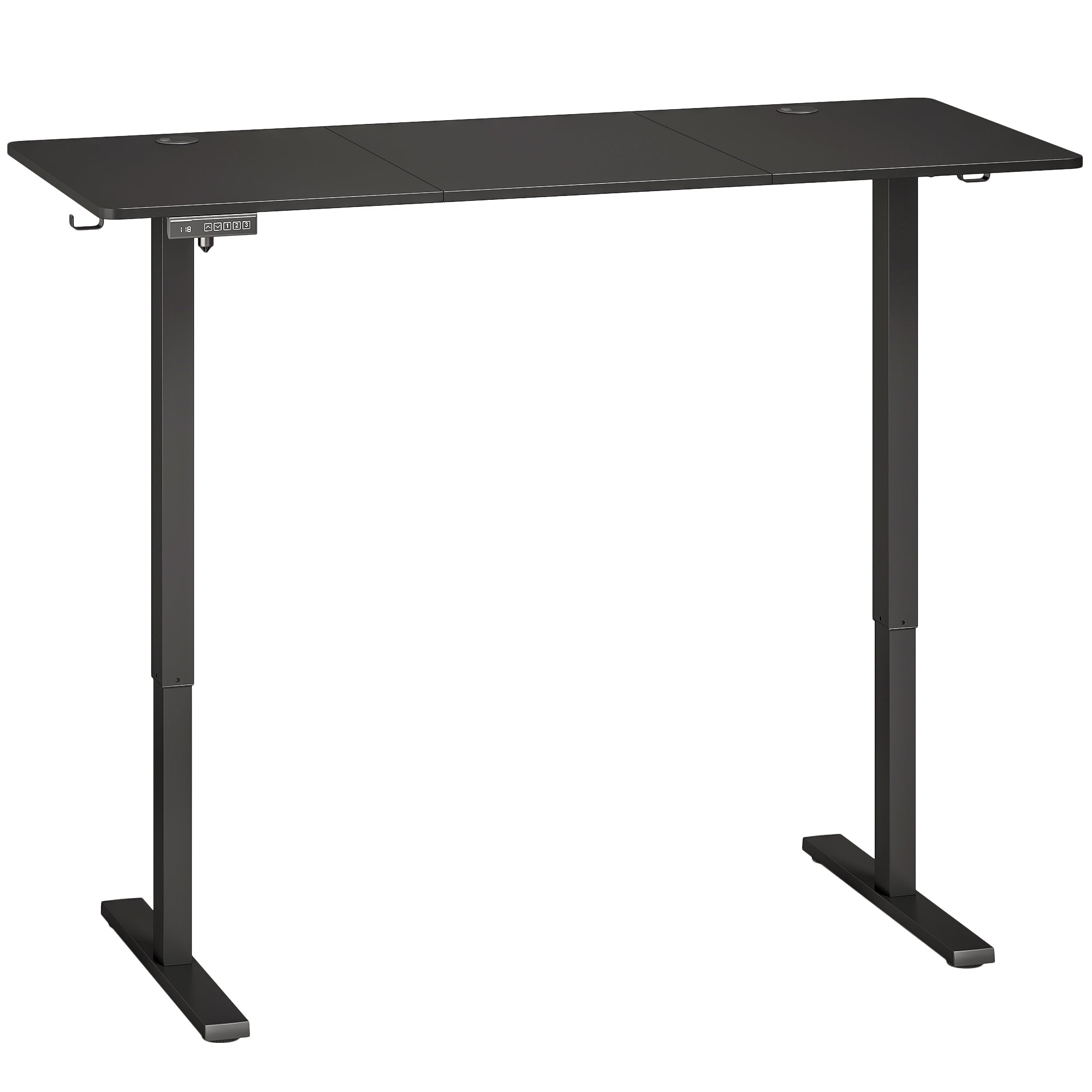 HOMCOM Standing Desk Memory Control Height Adjustable Desk 2 Cable Holes LED Display Sit Stand Desk Black