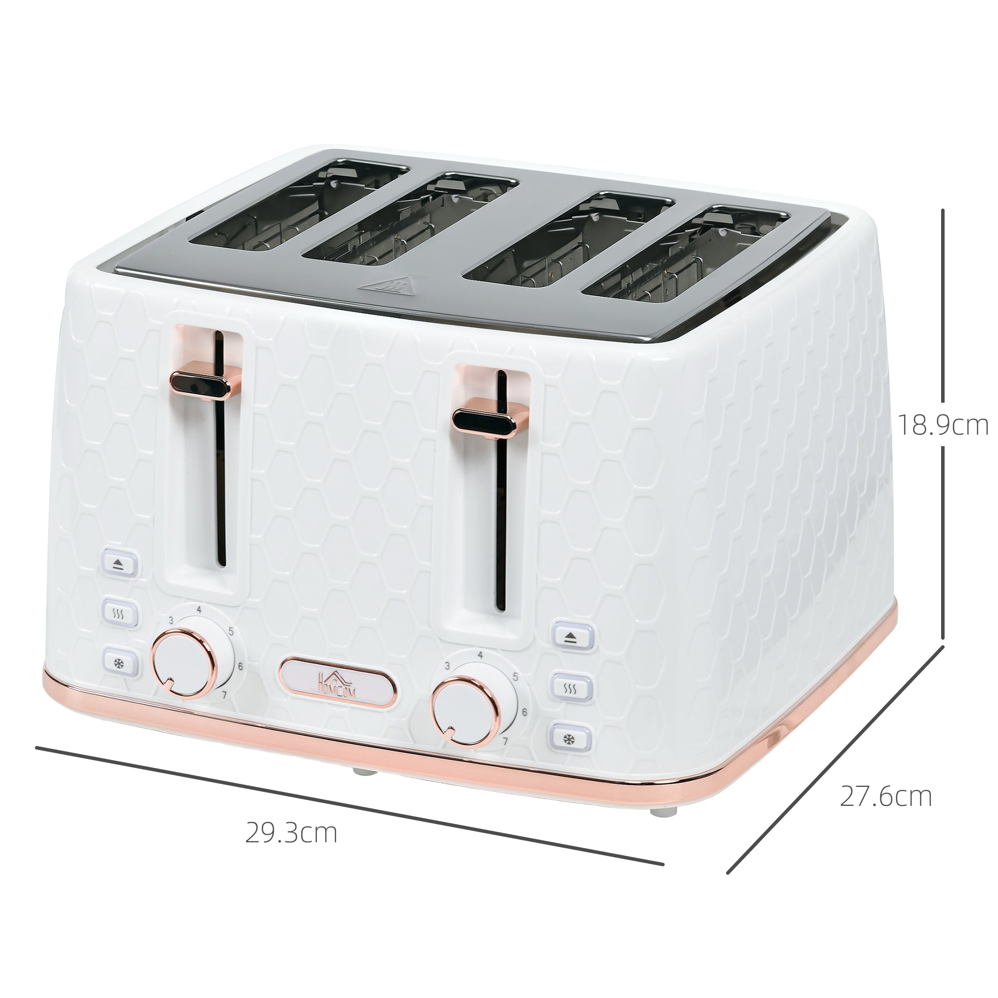 HOMCOM Four-Slice Honeycomb Toaster - White - North Peak Garden Furniture