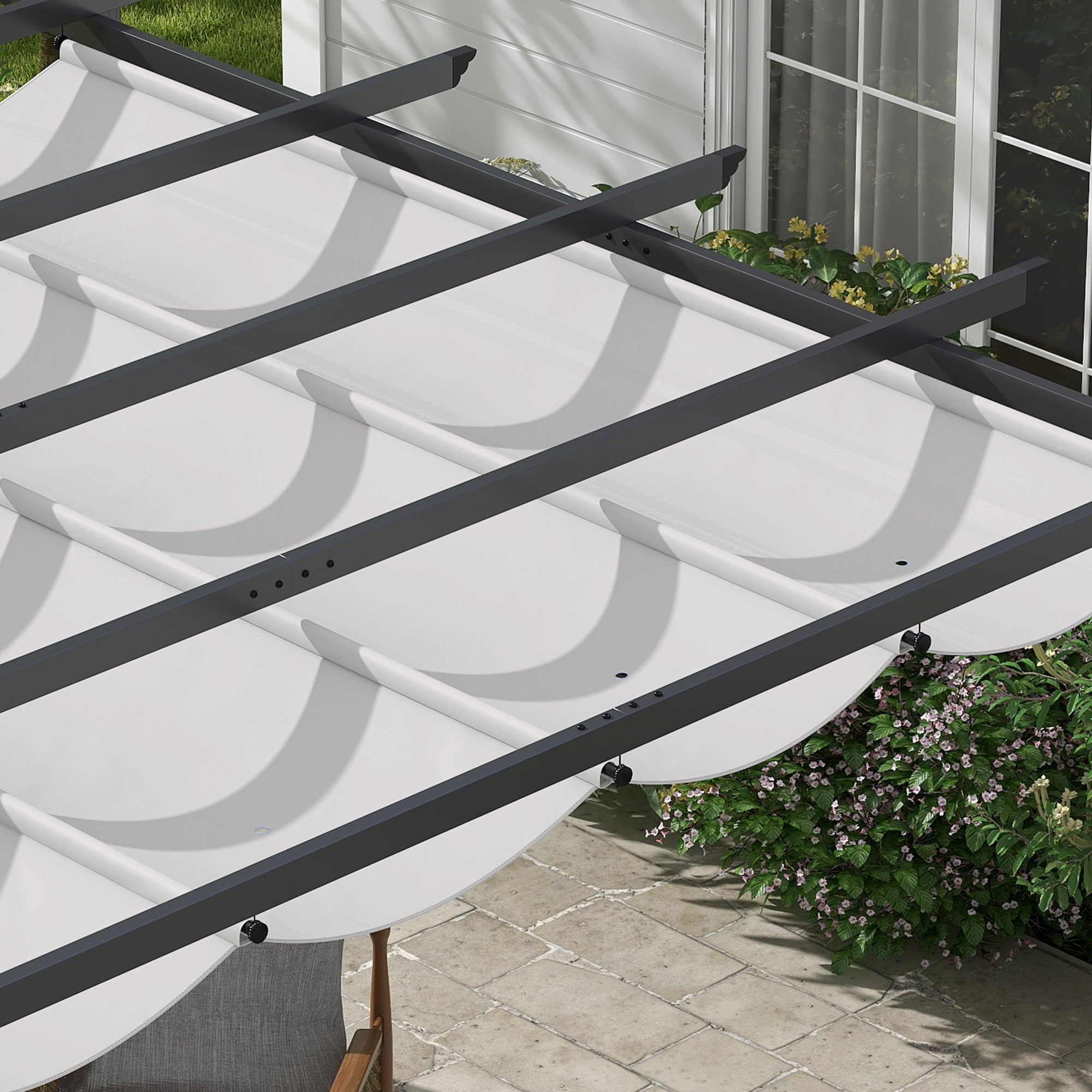 Outsunny 3 x 3(m) Aluminium Pergola Canopy Gazebo Awning Outdoor Garden Sun Shade Shelter Marquee Party BBQ, Light Grey - North Peak Garden Furniture