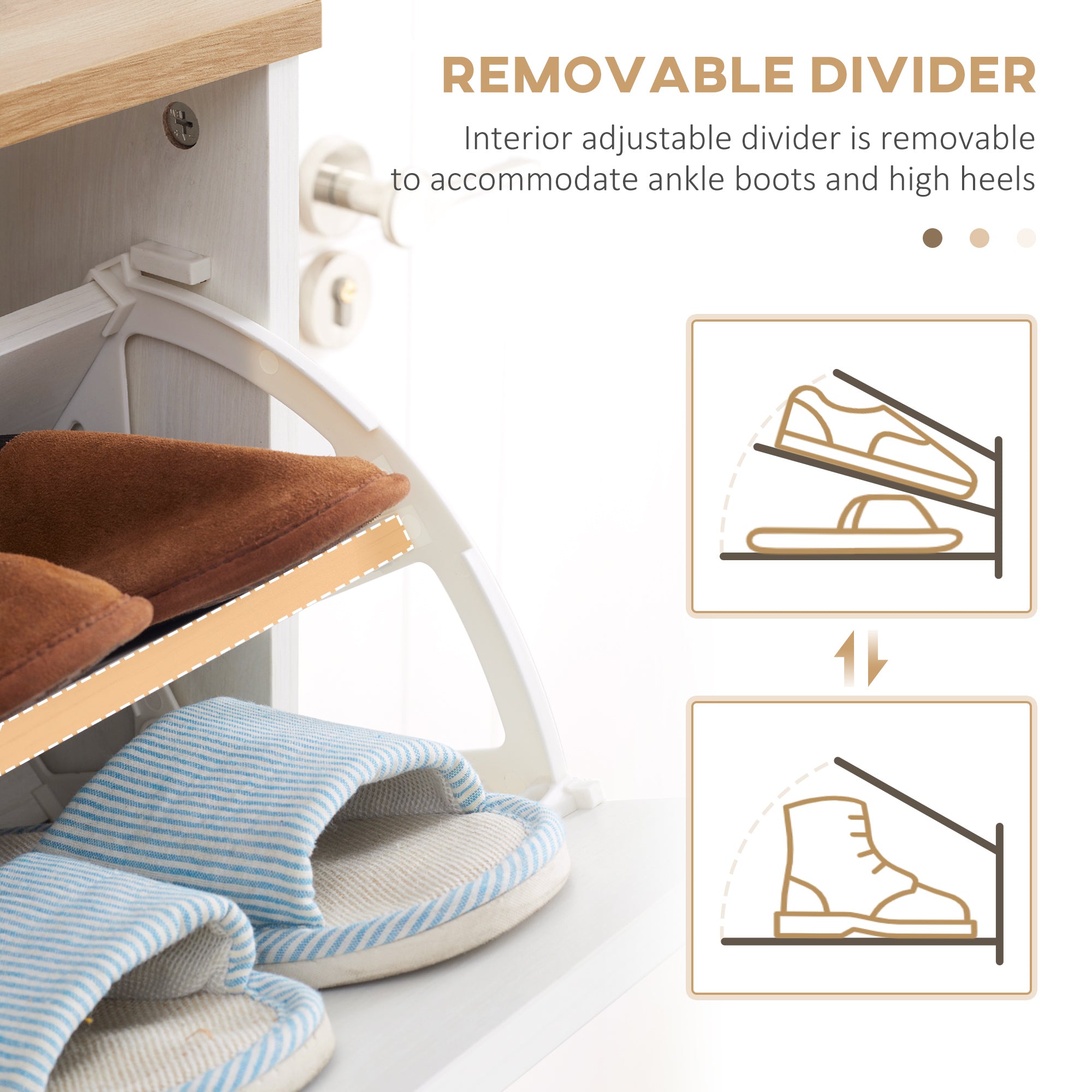 HOMCOM Narrow Shoe Cabinet, Slim Shoe Storage Cabinet with 3 Flip Drawers and Adjustable Shelves, 12 Pair of Shoes Organizer for Hallway, Entryway, White - North Peak Garden Furniture