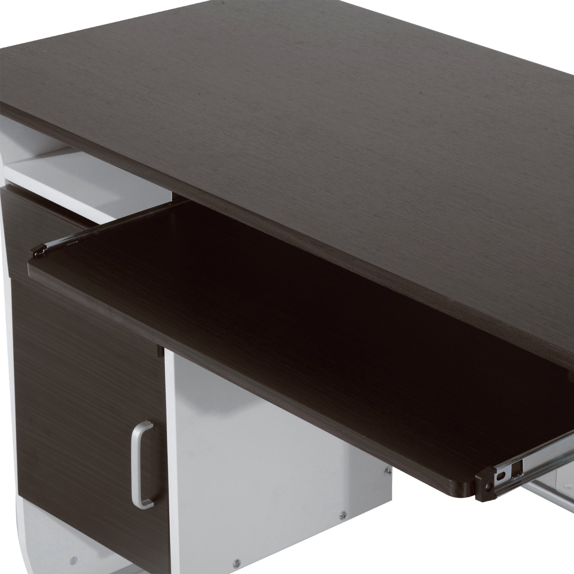 HOMCOM Computer Desk with Sliding Keyboard Tray, Storage Drawers and Host Box Shelf, Home Office Desk, Study Workstation, 100 x 52 x 75cm, Black Walnut - North Peak Garden Furniture