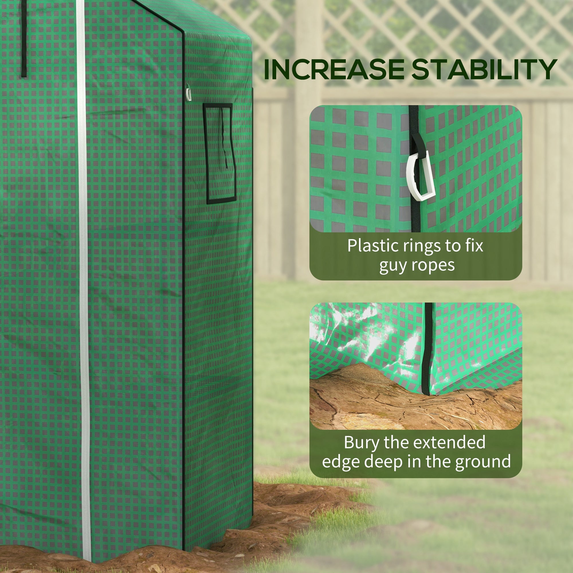 Outsunny Greenhouse Cover Replacement Walk-in PE Hot House Cover with Roll-up Door and Windows, 140 x 73 x 190cm, Green - North Peak Garden Furniture