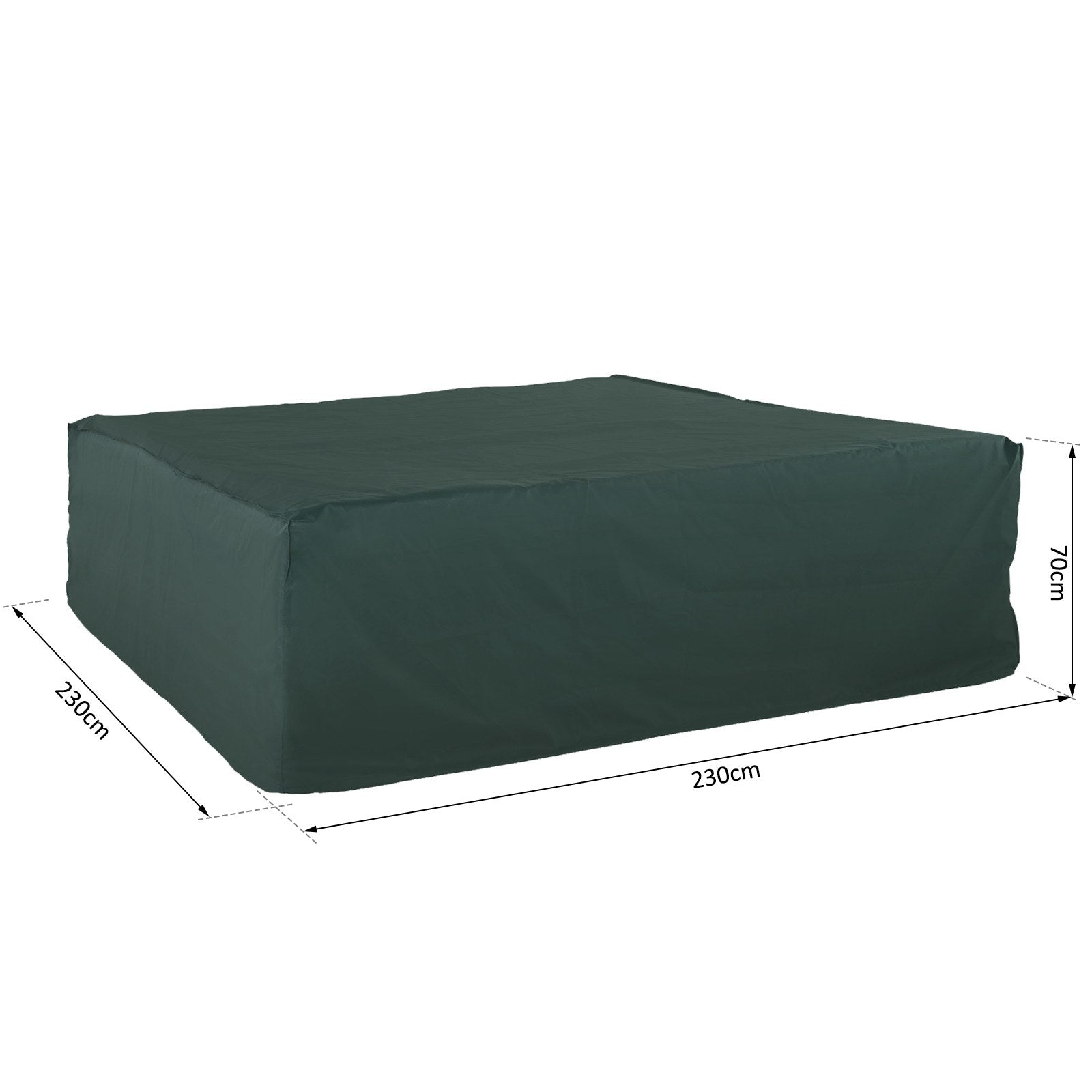 Outsunny Large Patio Garden Furniture Set Cover 600D Oxford Square Waterproof, 230 x 230 x 70 cm, Green - North Peak Garden Furniture
