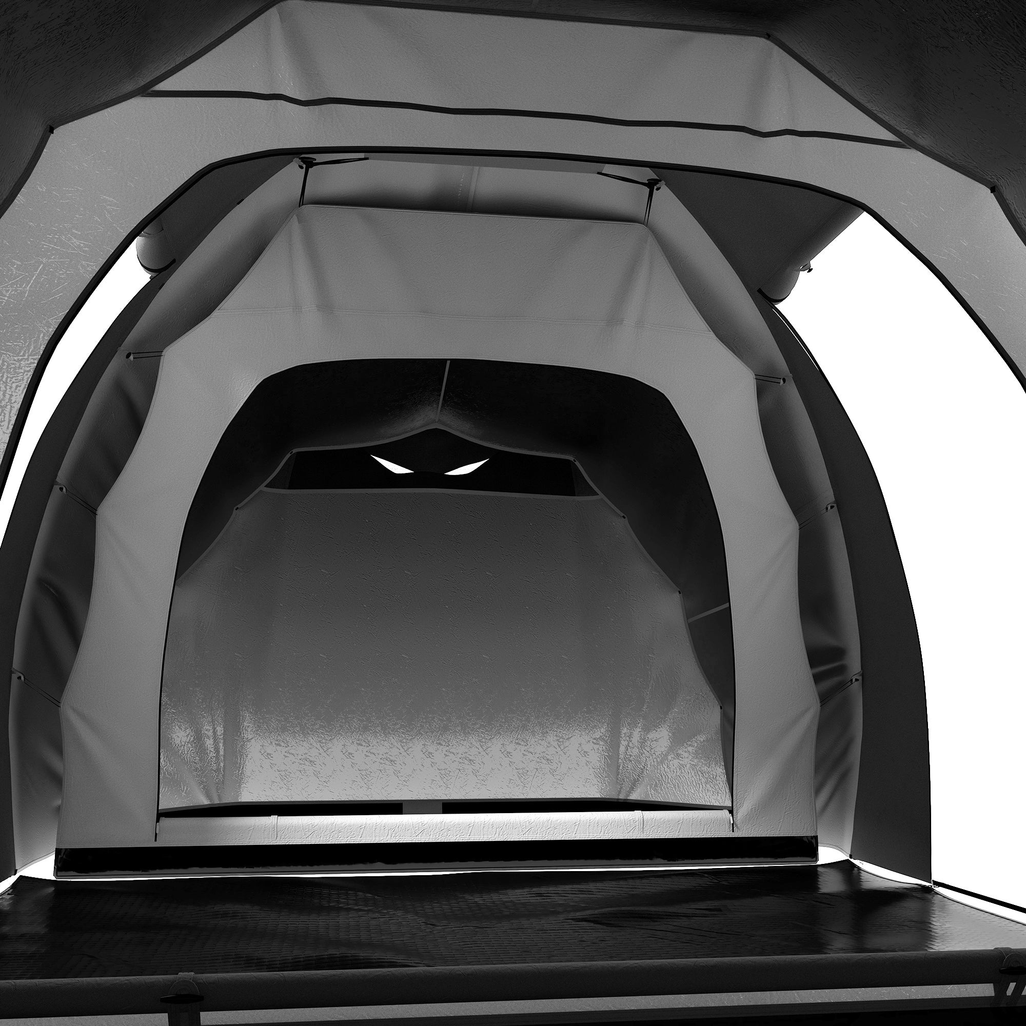 Outsunny Four-Man Tunnel Tent, with Two Bedrooms and Living Room - Grey/Yellow - North Peak Garden Furniture