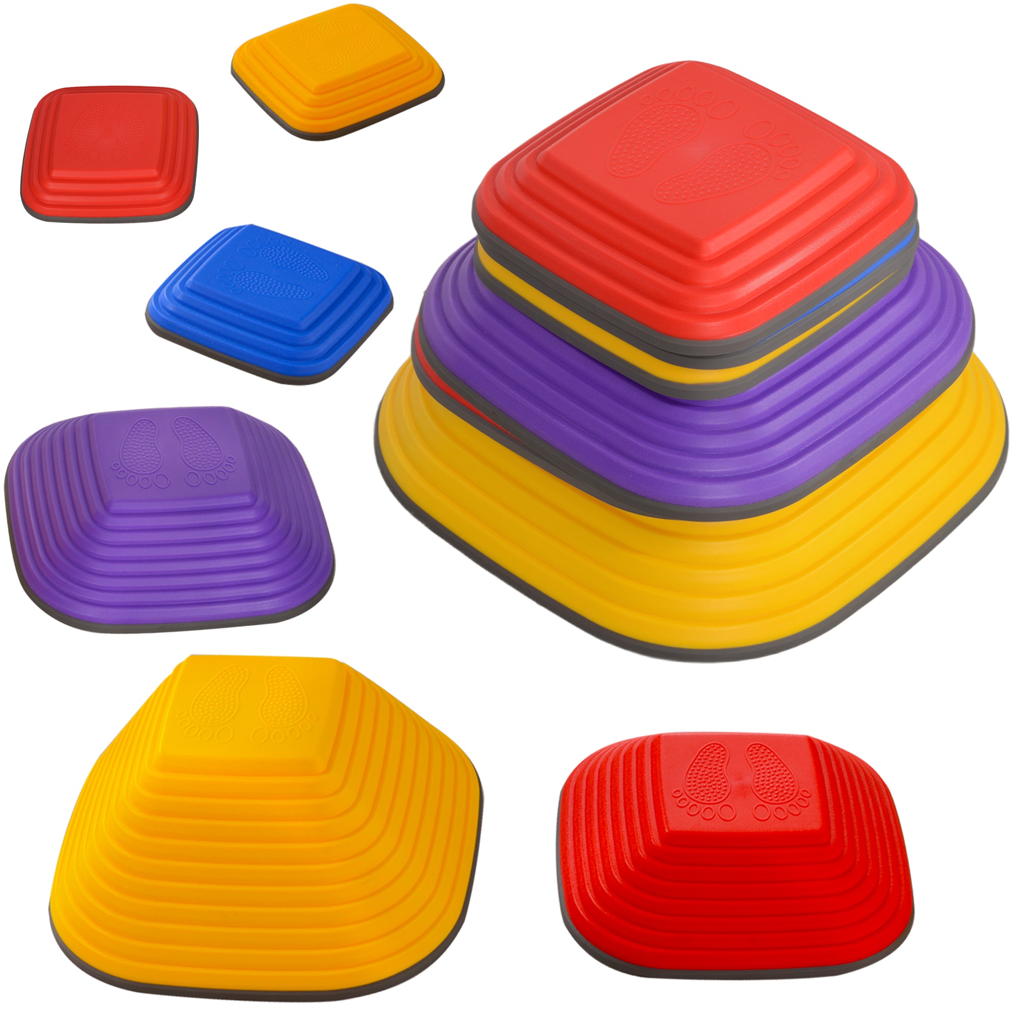 AIYAPLAY Balance Stepping Stones for Kids, 6PCs Non-Slip Stackable River Stones, Obstacle Courses for Balance & Motor Skills