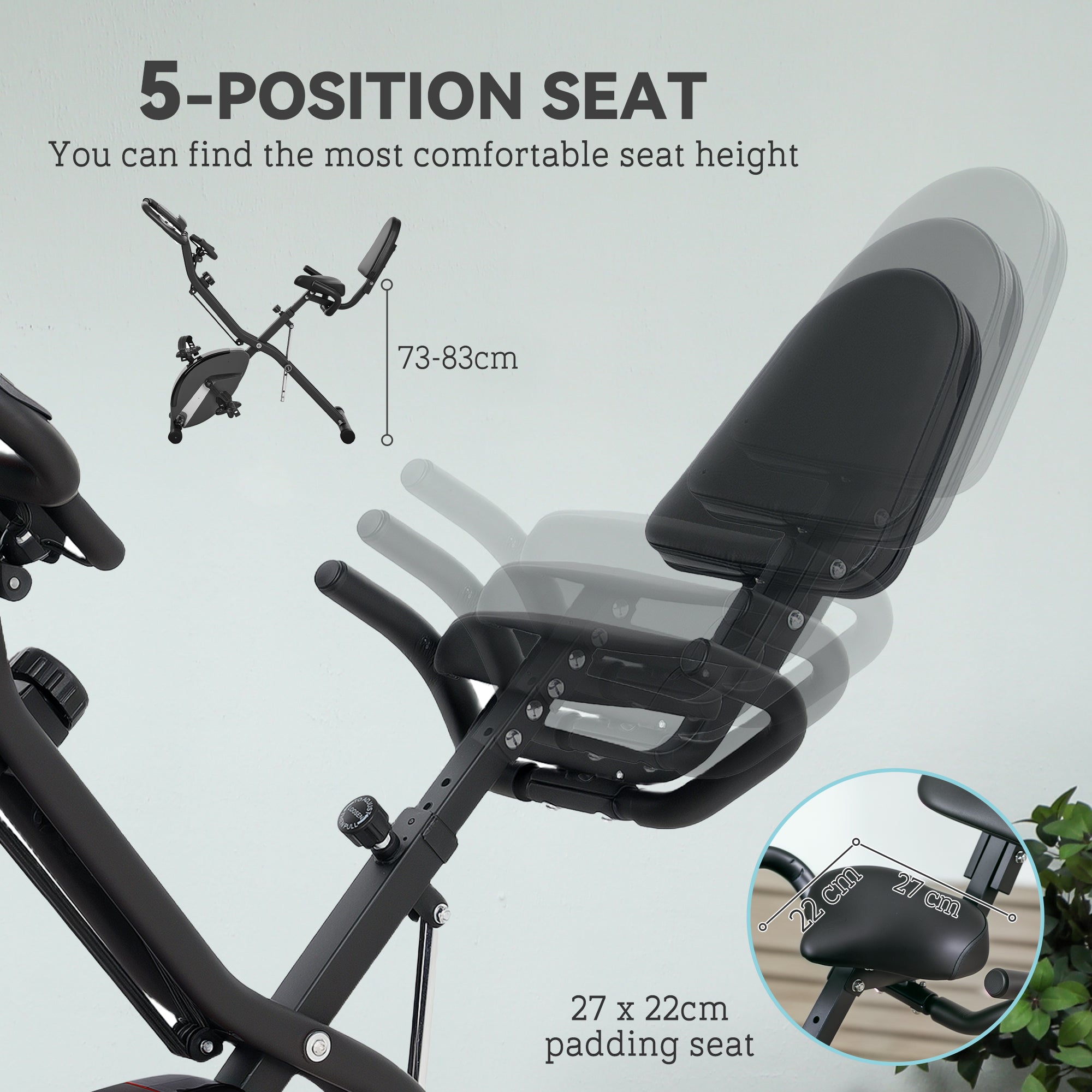 SPORTNOW 5-In-1 Folding Exercise Bike with Arm Workout Bands, Quiet 8-Level Magnetic Resistance Foldable Exercise Bike with LCD, Tablet Holder, Hand Pulse Sensor for Home Use Indoor Cycling, Black - North Peak Garden Furniture