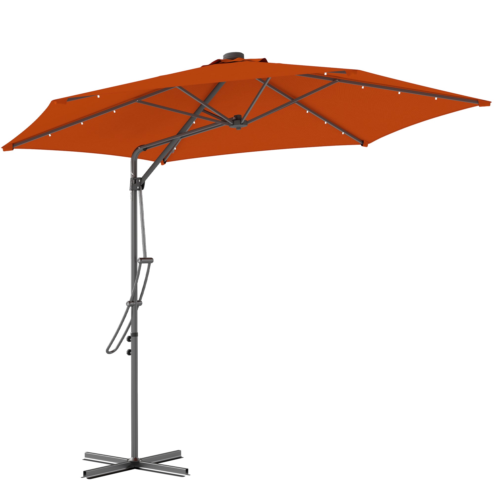 Outsunny 3(m) Garden Parasol Cantilever Umbrella with Solar LED - Orange - North Peak Garden Furniture