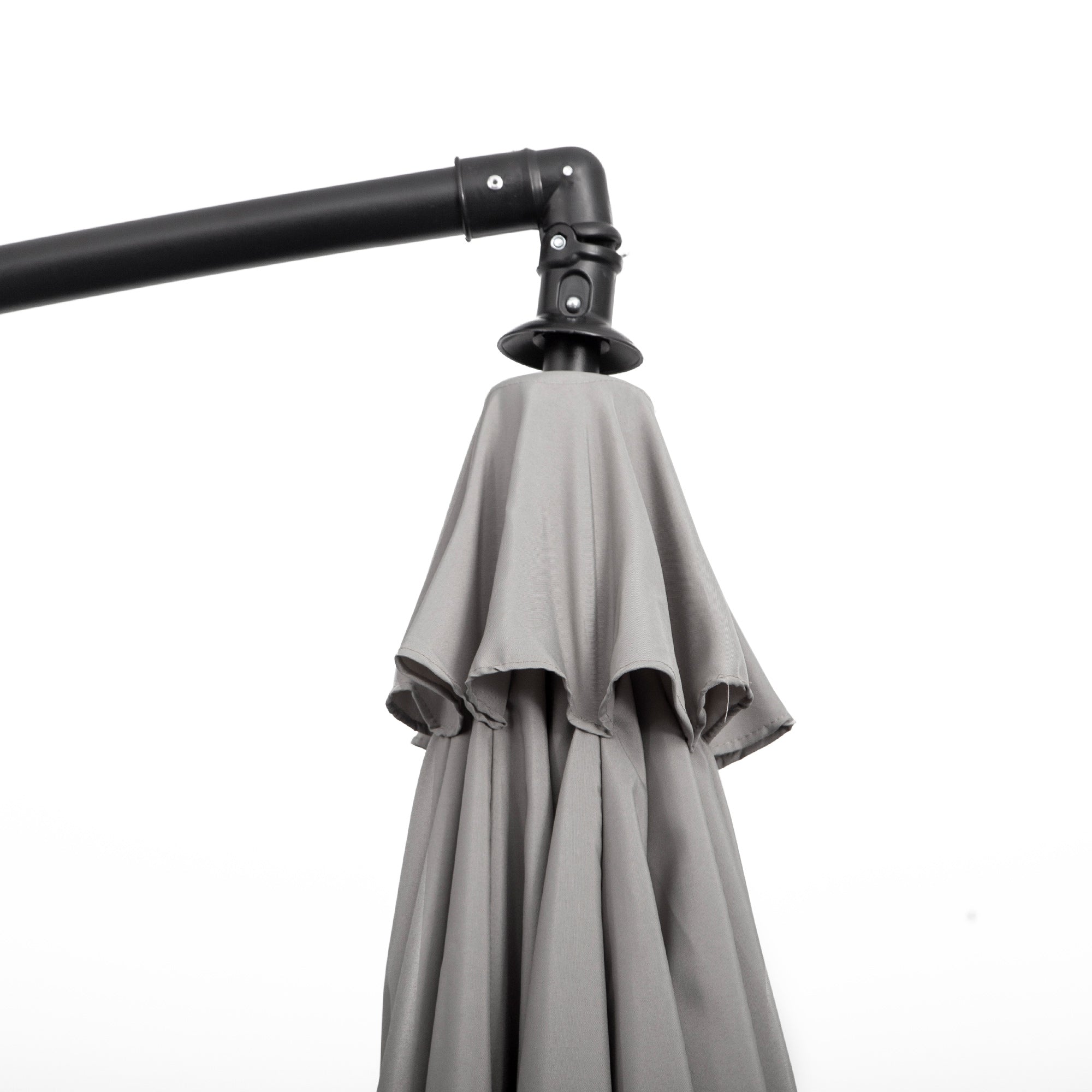 Outsunny 3(m) Cantilever Umbrella 18 Ribs & Vents Adjustable Angle for Patio Light Grey - North Peak Garden Furniture