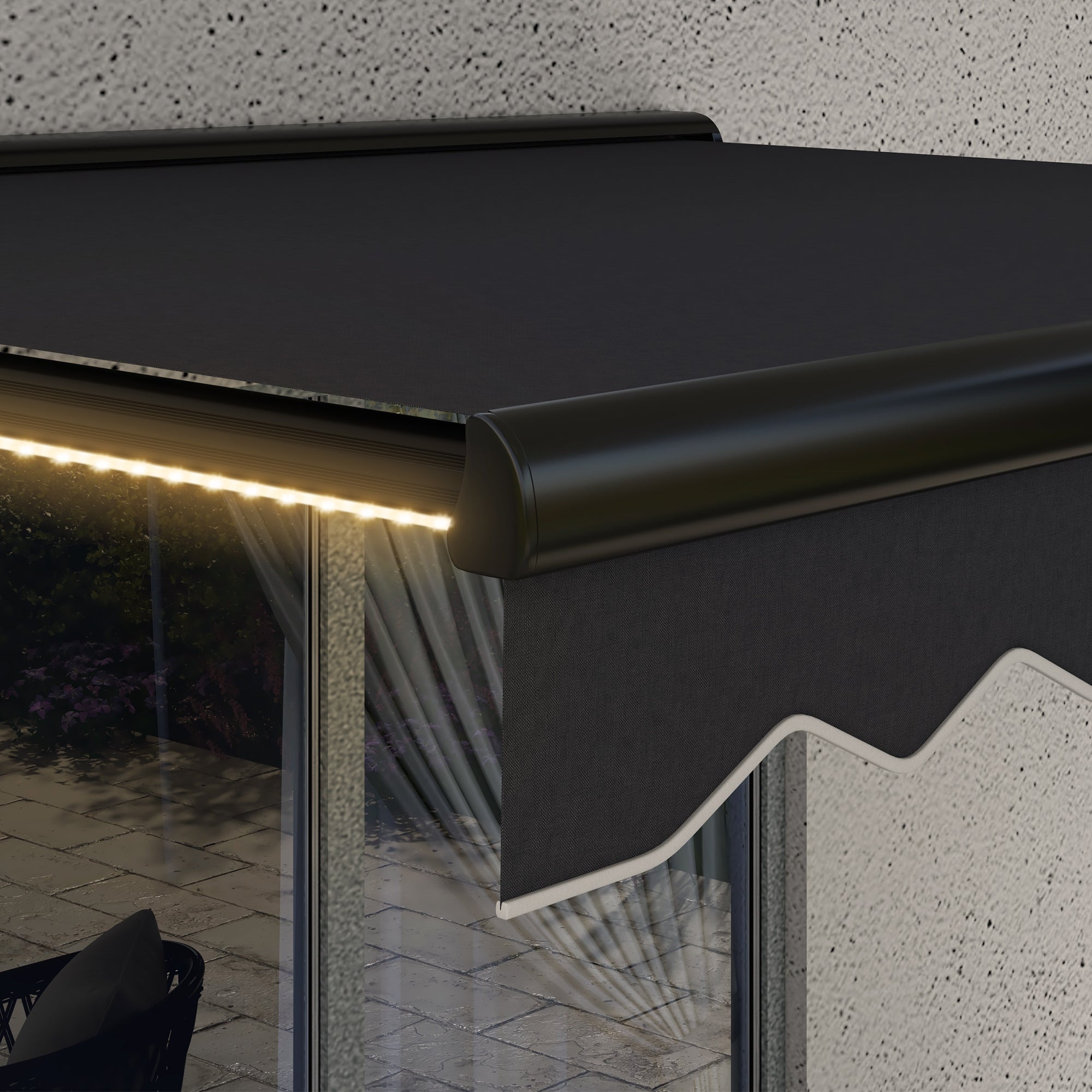 Outsunny 2 x 2.5m Electric Awning, with LED Light Strips - Grey - North Peak Garden Furniture