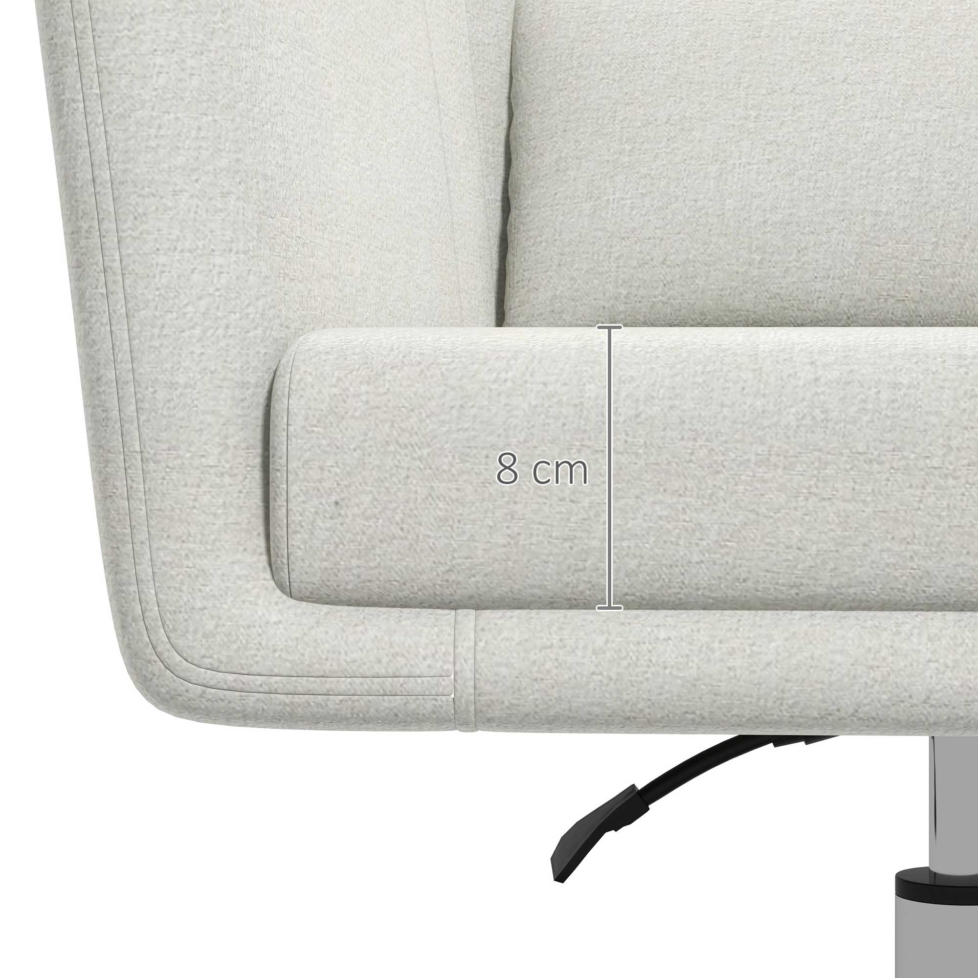 HOMCOM Modern Accent Chair with Swivel Base, Height Adjustable Arm Chair with Pillow for Living Room, Bedroom, Cream White - North Peak Garden Furniture