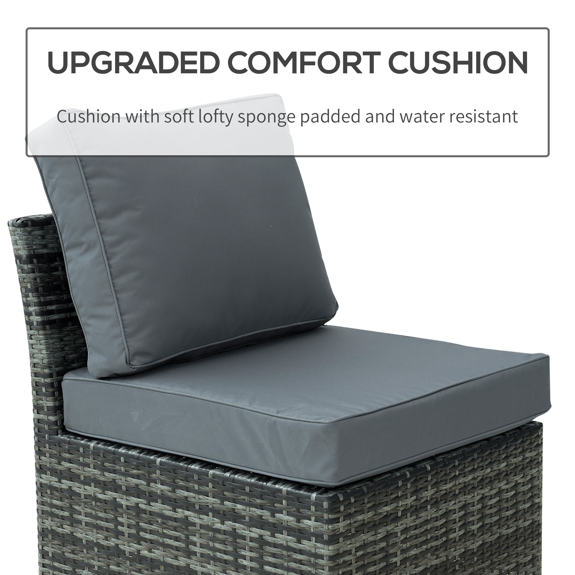 Outsunny 5 PCS Outdoor Rattan Wicker Sofa Sets Reclining Sofa Adjustable Canopy & Side Table Dining Table Set Sectional Conversation Furniture w/ Cushions, Mixed Grey - North Peak Garden Furniture