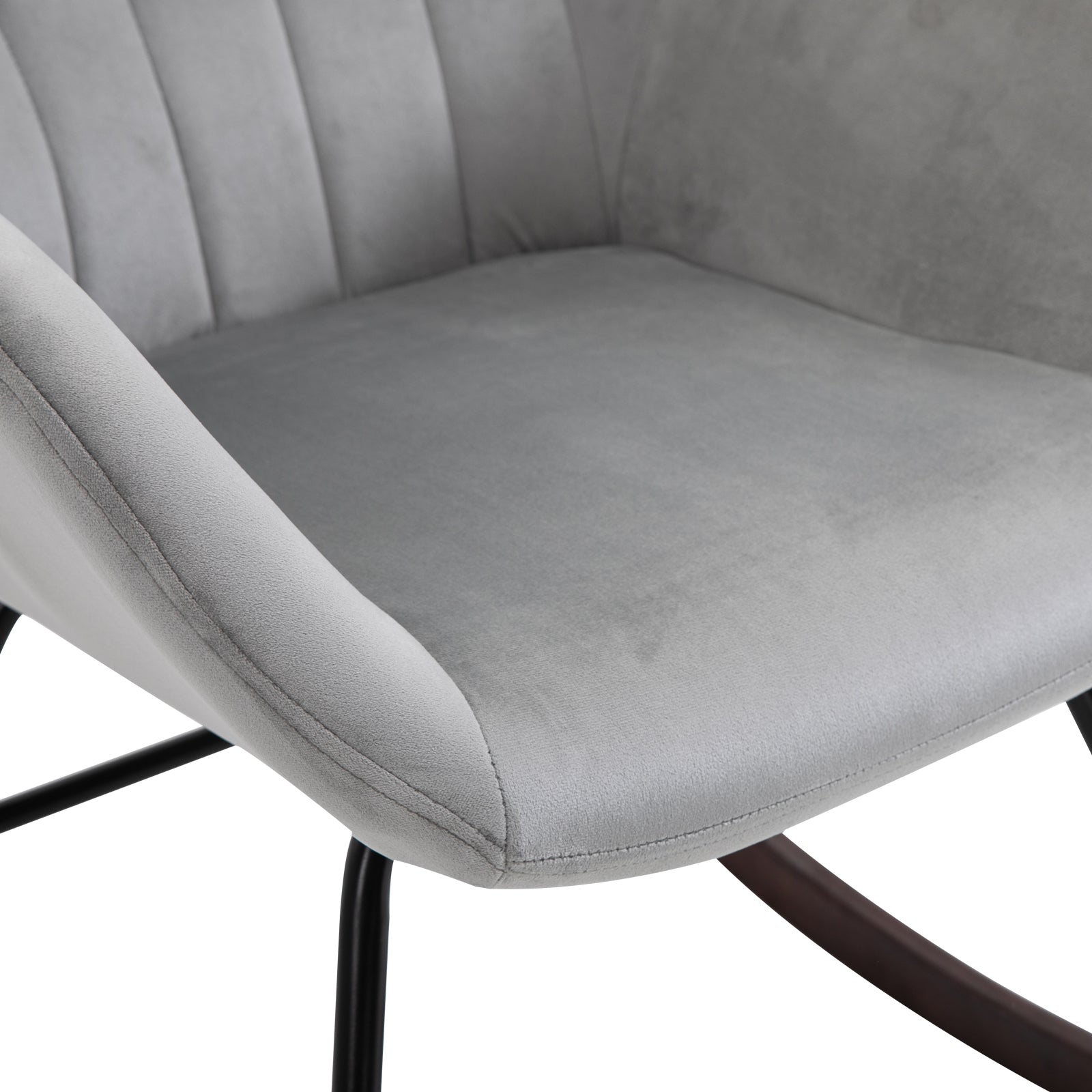 HOMCOM Rocking Chair Reading Accent Armchair with Steel Frame Sponge Padded for Living Room, Dining Room, Office, Balcony, Grey and Black - North Peak Garden Furniture