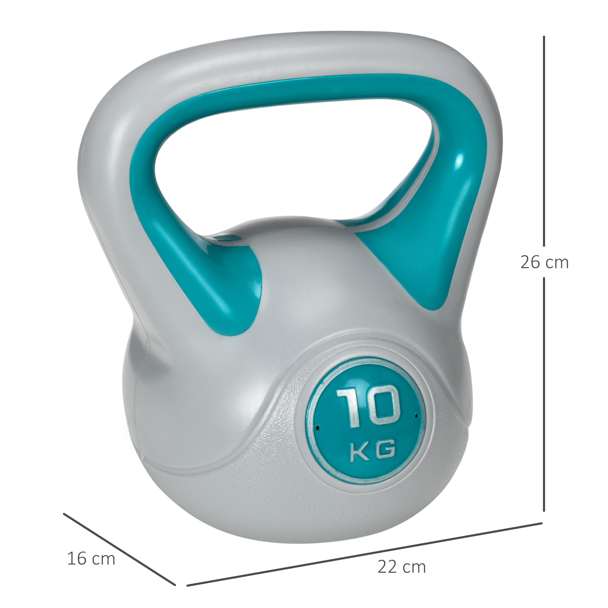 SPORTNOW Kettlebell, 10kg Kettle Bells with Handle for Home Gym Weight Lifting and Strength Training, Light Blue and Grey - North Peak Garden Furniture