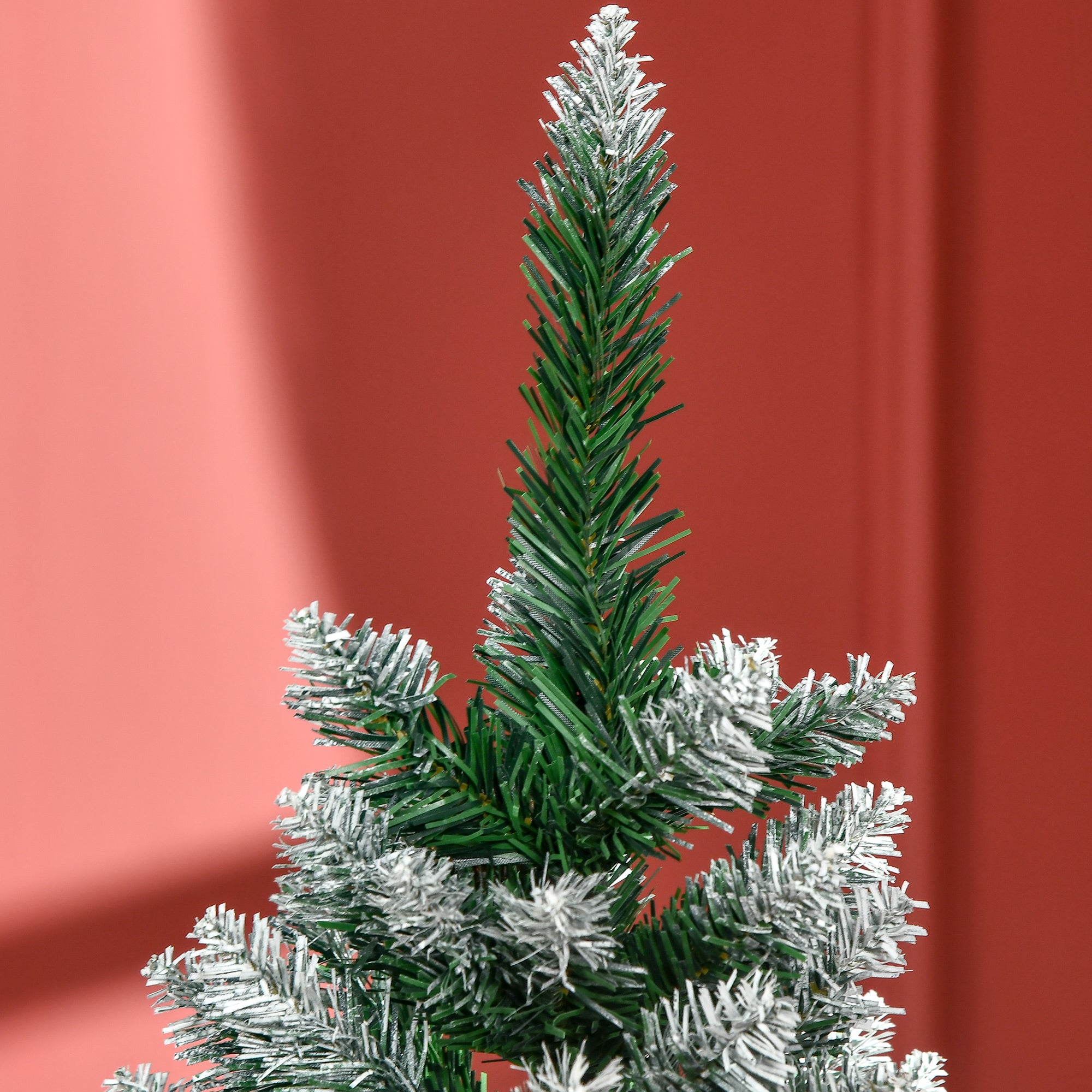 HOMCOM 5 Ft Snow Artificial Christmas Tree with Realistic Branches, Pine Cone, for Indoor Decoration, Green White - North Peak Garden Furniture