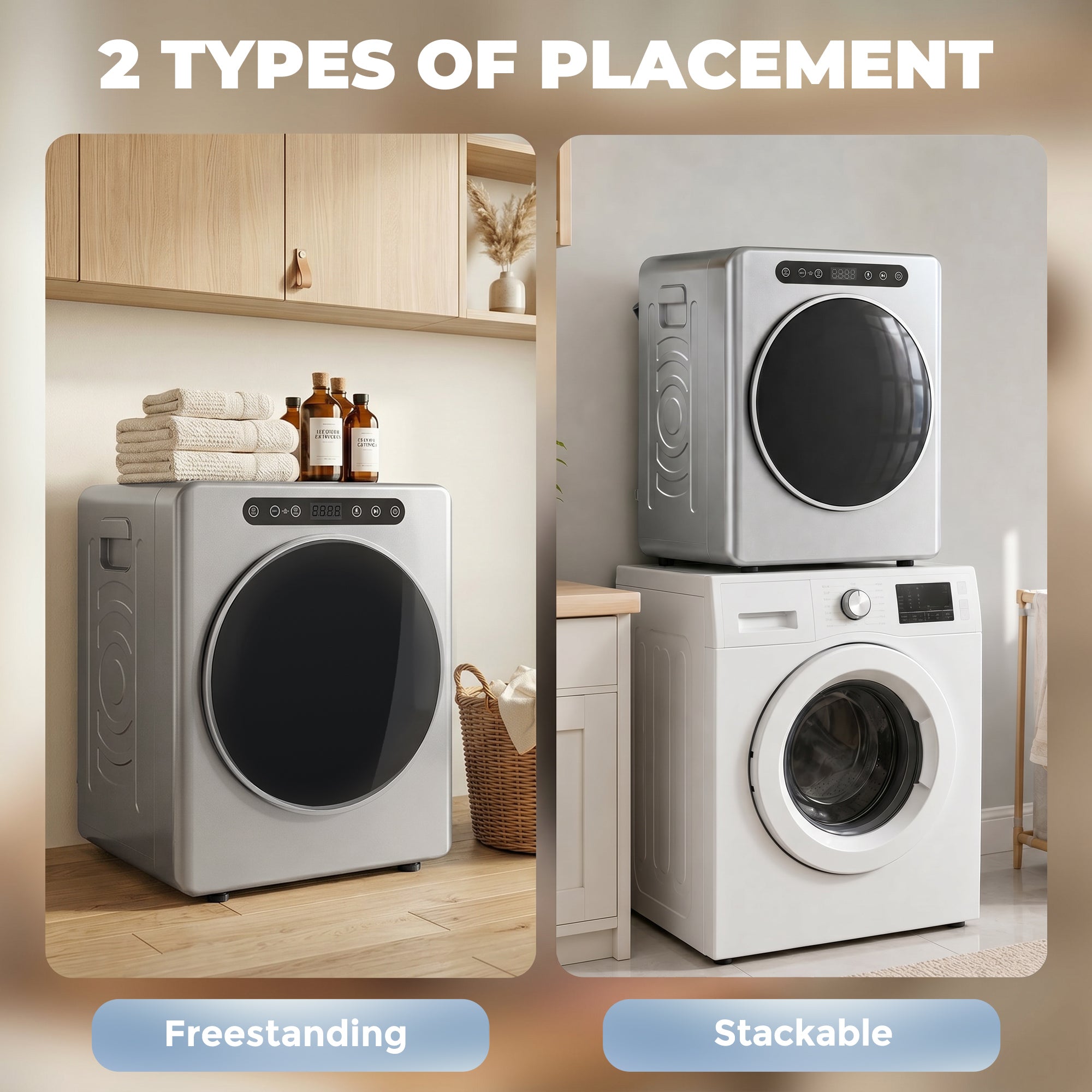 HOMCOM 5 kg Compact 40-60℃  Tumble Dryer - Silver Tone