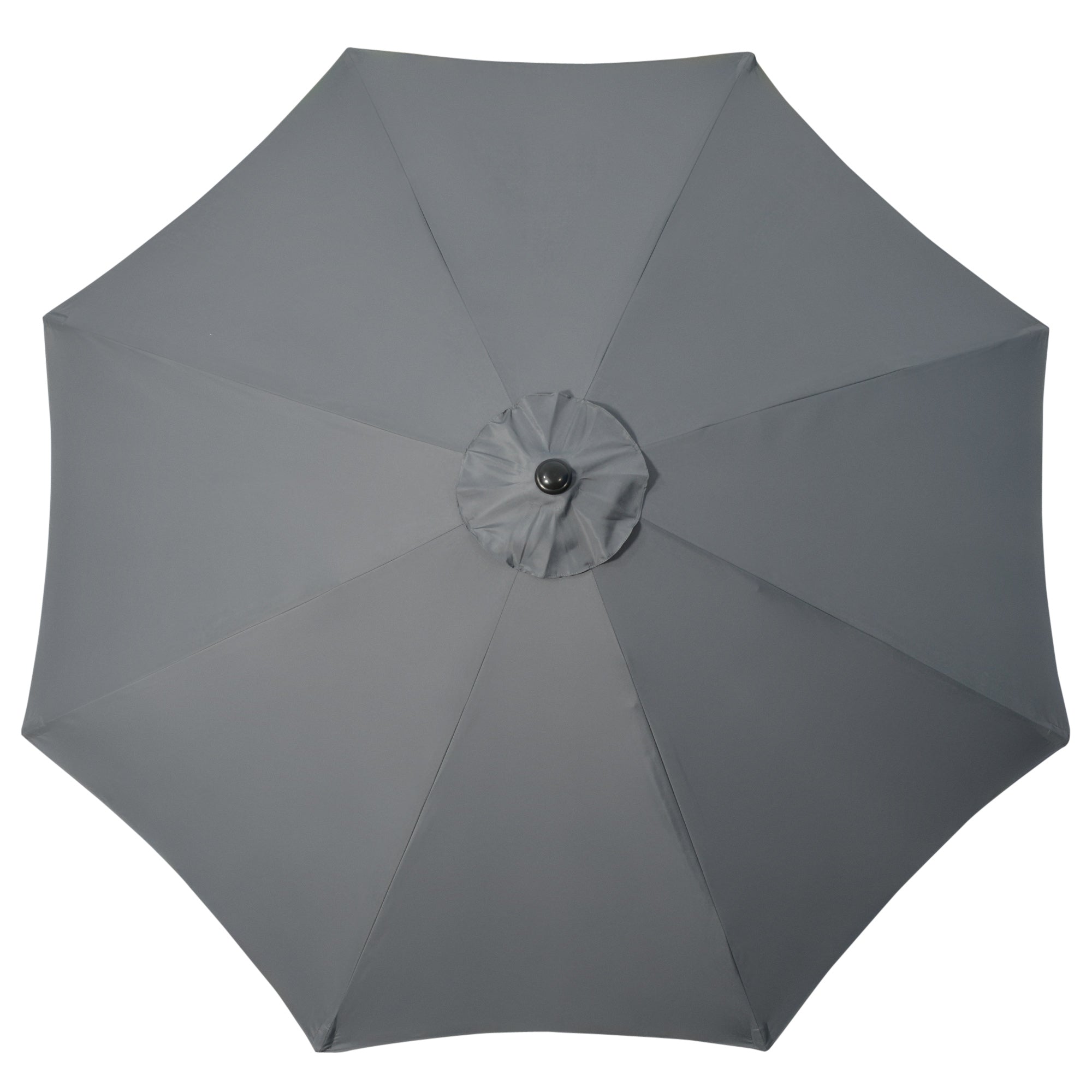 Outsunny Garden 3(m) Parasol Umbrella, Outdoor Market Table Umbrella Sun Shade Canopy with 8 Ribs, Easy Push to Open, Grey - North Peak Garden Furniture