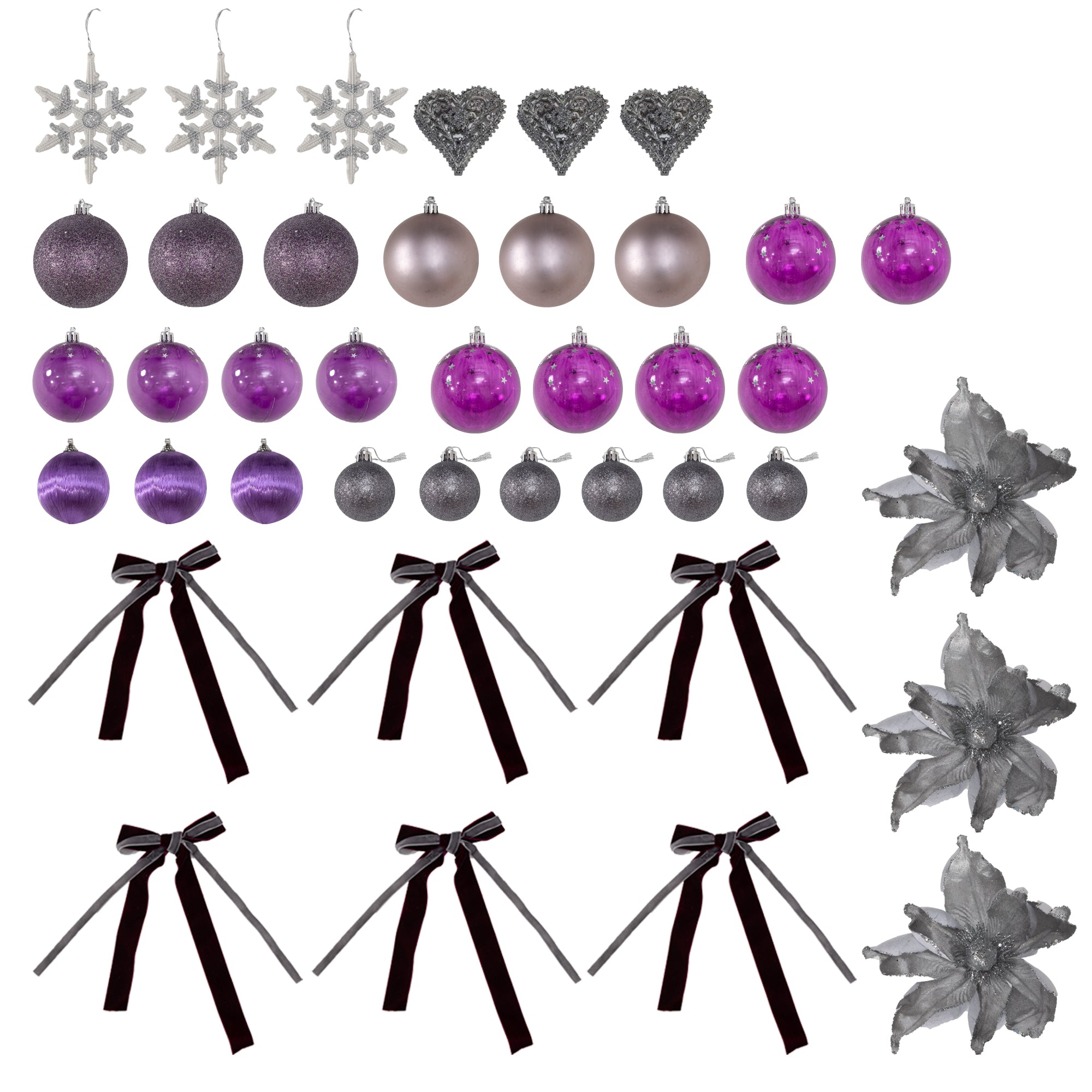 HOMCOM 5ft Artificial Christmas Tree, with Purple Decorations and Lights - North Peak Garden Furniture