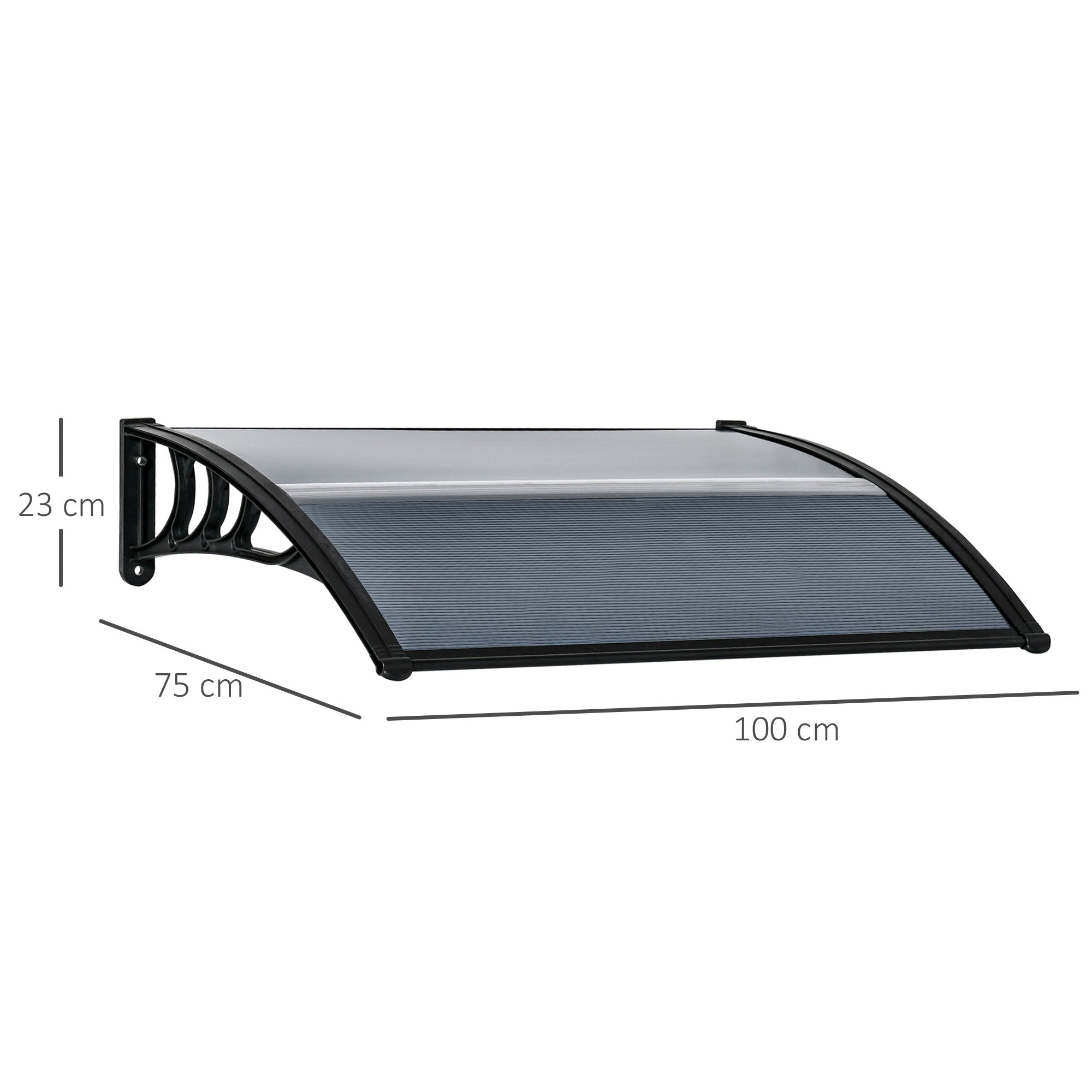 Outsunny Door Canopy Awning Outdoor Window Rain Shelter Cover for Front/Back Door Porch Black 100 x 75cm - North Peak Garden Furniture
