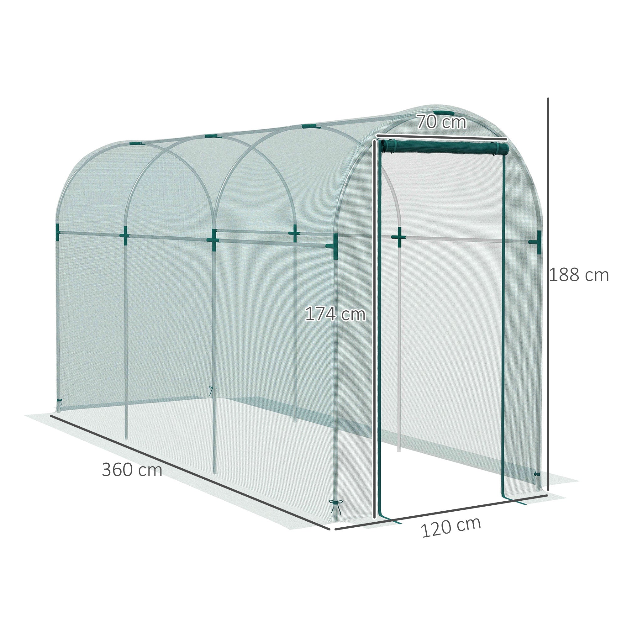 Outsunny 360 x 120cm Mini Polytunnel Greenhouse