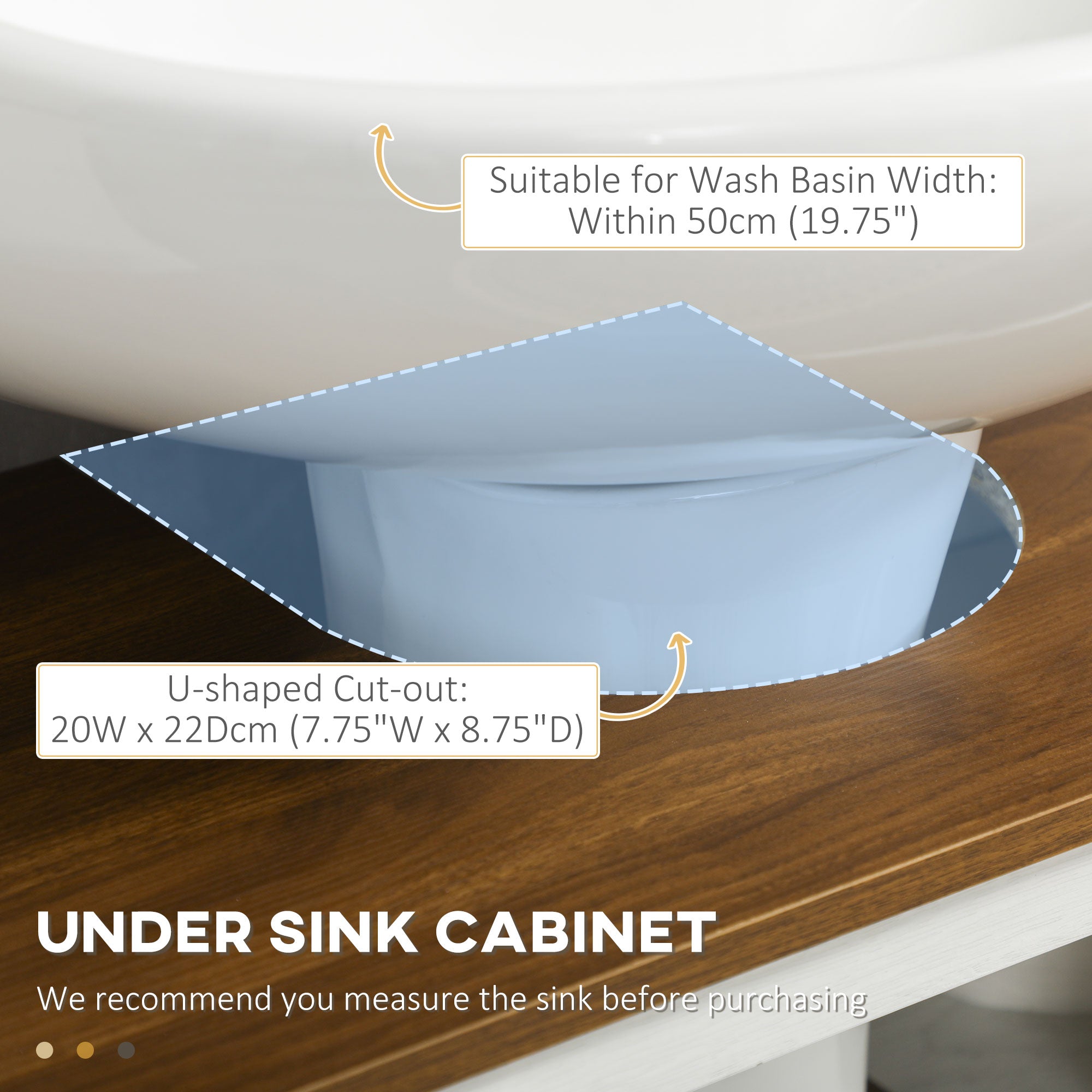kleankin Under Sink Cabinet Bathroom Vanity Unit with Double Doors and Storage Shelves, 60 x 30 x 60cm, White - North Peak Garden Furniture