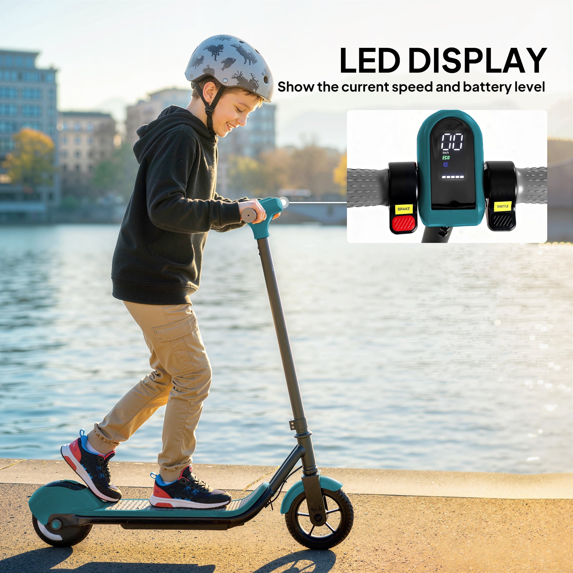 SPORTNOW Electric Scooter for Kids, with LED Display, Green