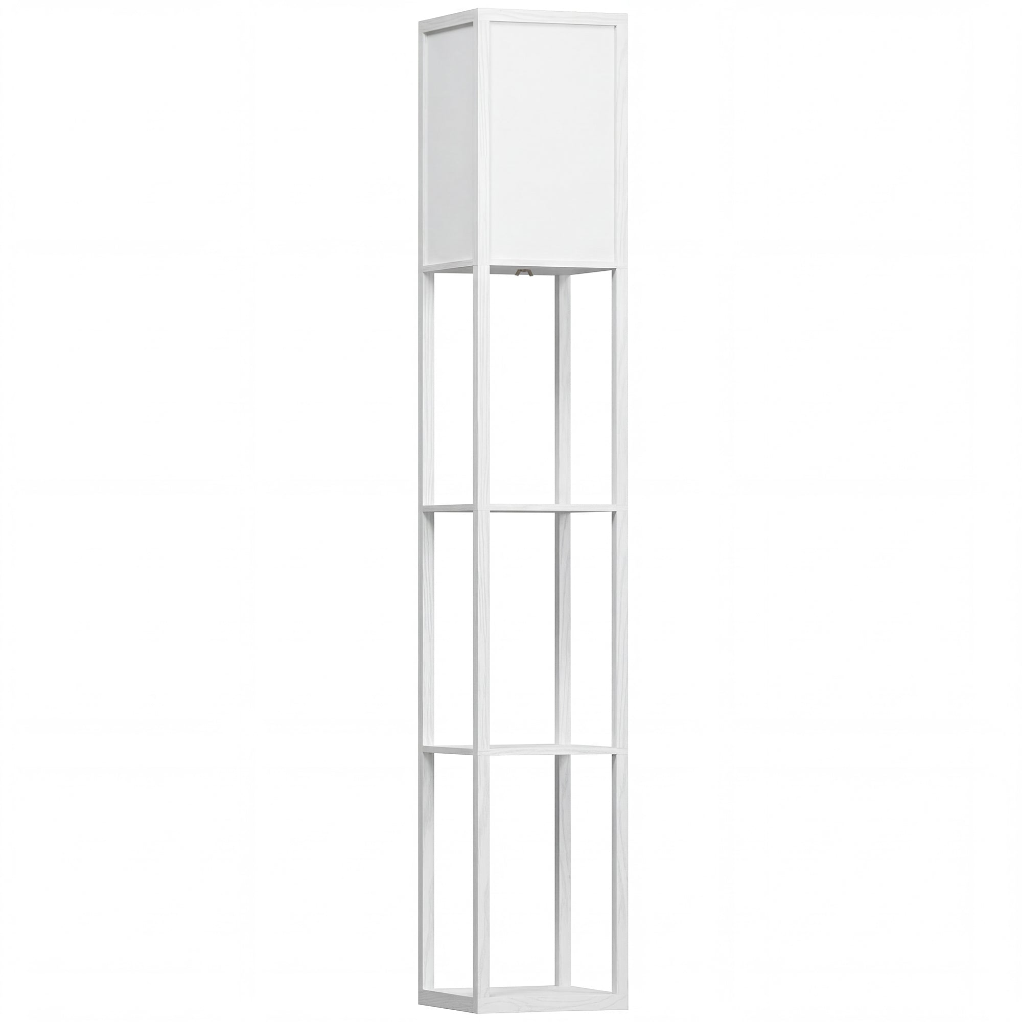 HOMCOM 3-Tier Floor Lamp, Floor Light with Storage Shelf, Reading Standing Lamp for Living Room, Bedroom, Kitchen, Dining Room, Office, Dorm, 160cm, White