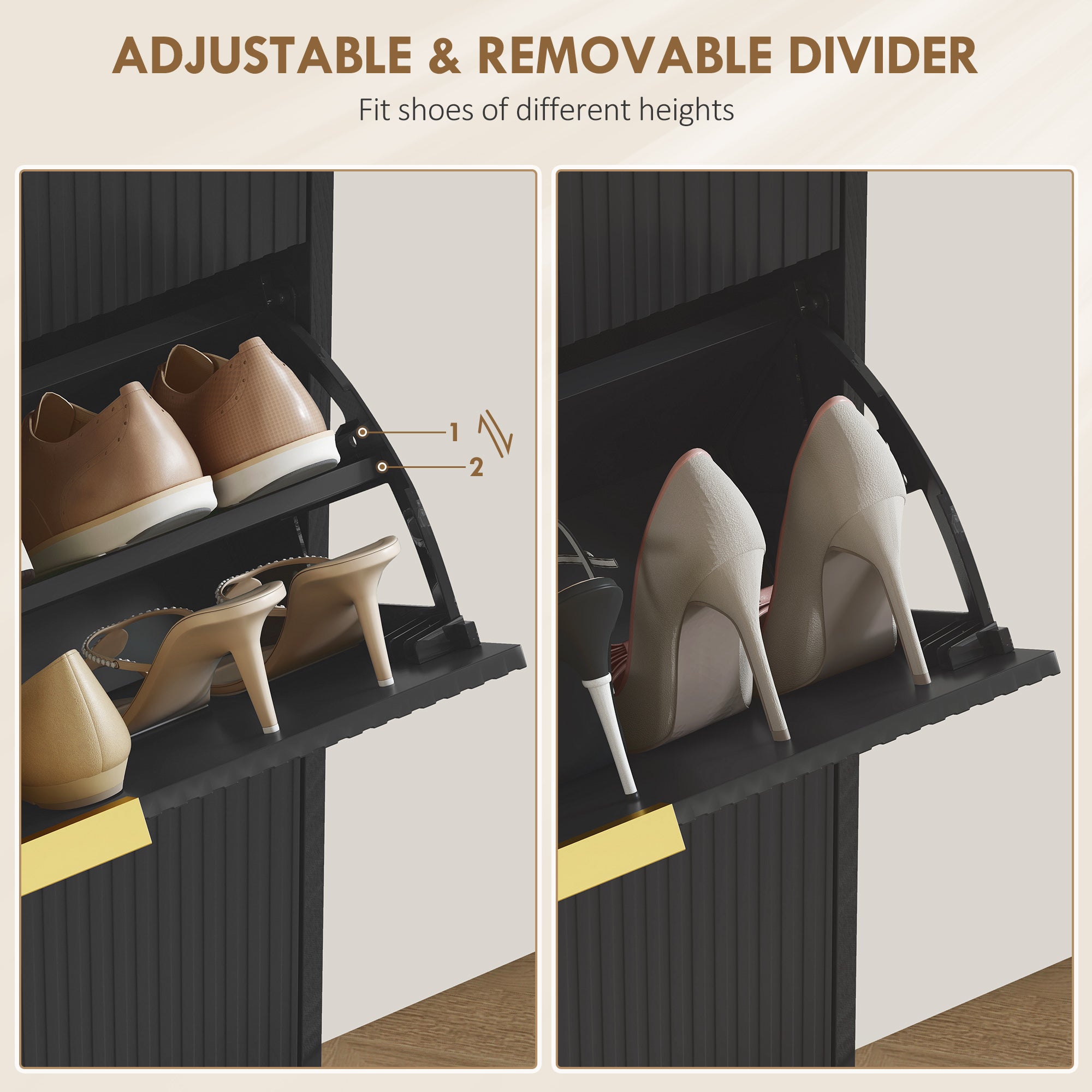 HOMCOM Elegant Three-Drawer Shoe Cabinet - Black