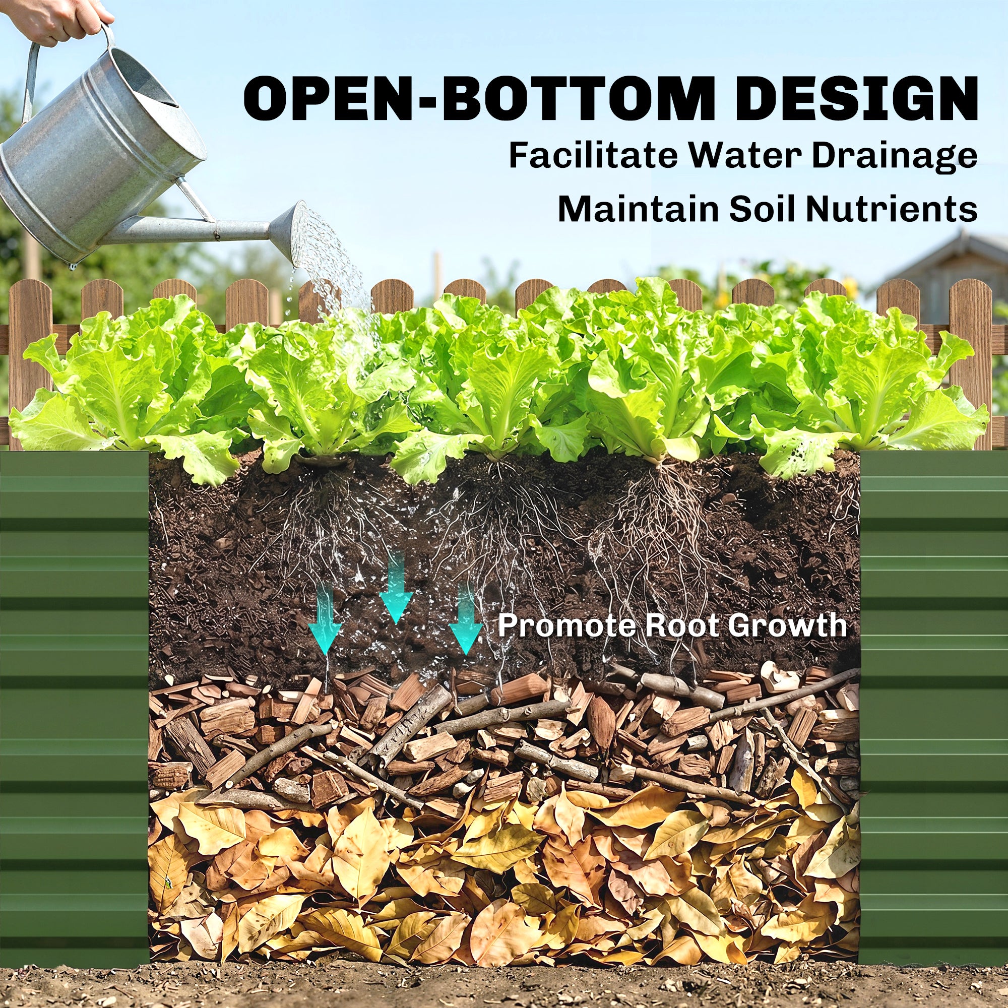 Outsunny Raised Beds for Garden, Galvanised Steel Outdoor Planters with Multi-reinforced Rods, 180 x 90 x 59 cm, Green