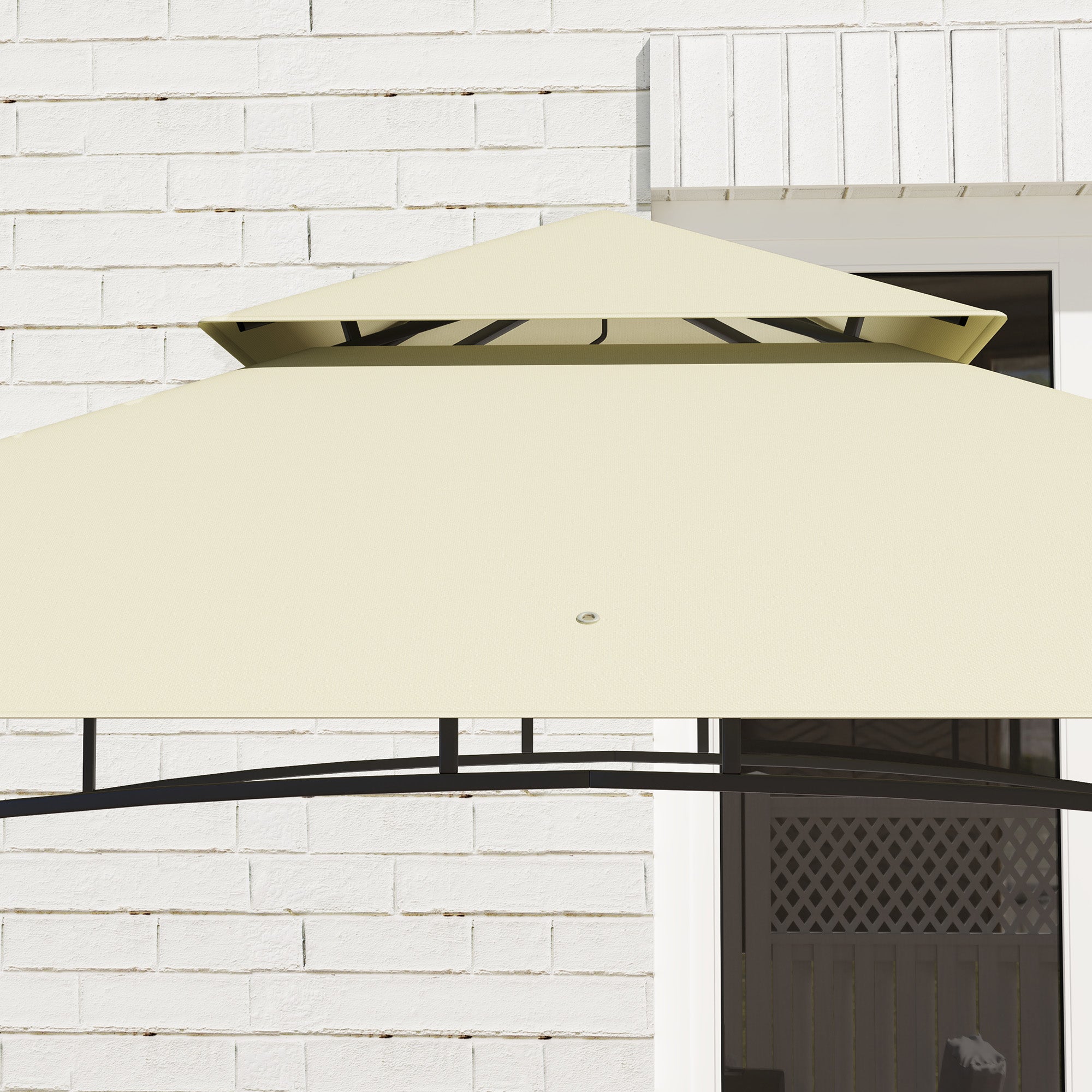 Outsunny 8' x 5' Grill Gazebo Canopy, Double Tiered Outdoor BBQ Gazebo Shelter with 2 Side Shelves, Storage Baskets, Hook for Garden, Patio, Barbecue, Picnic, Beige - North Peak Garden Furniture