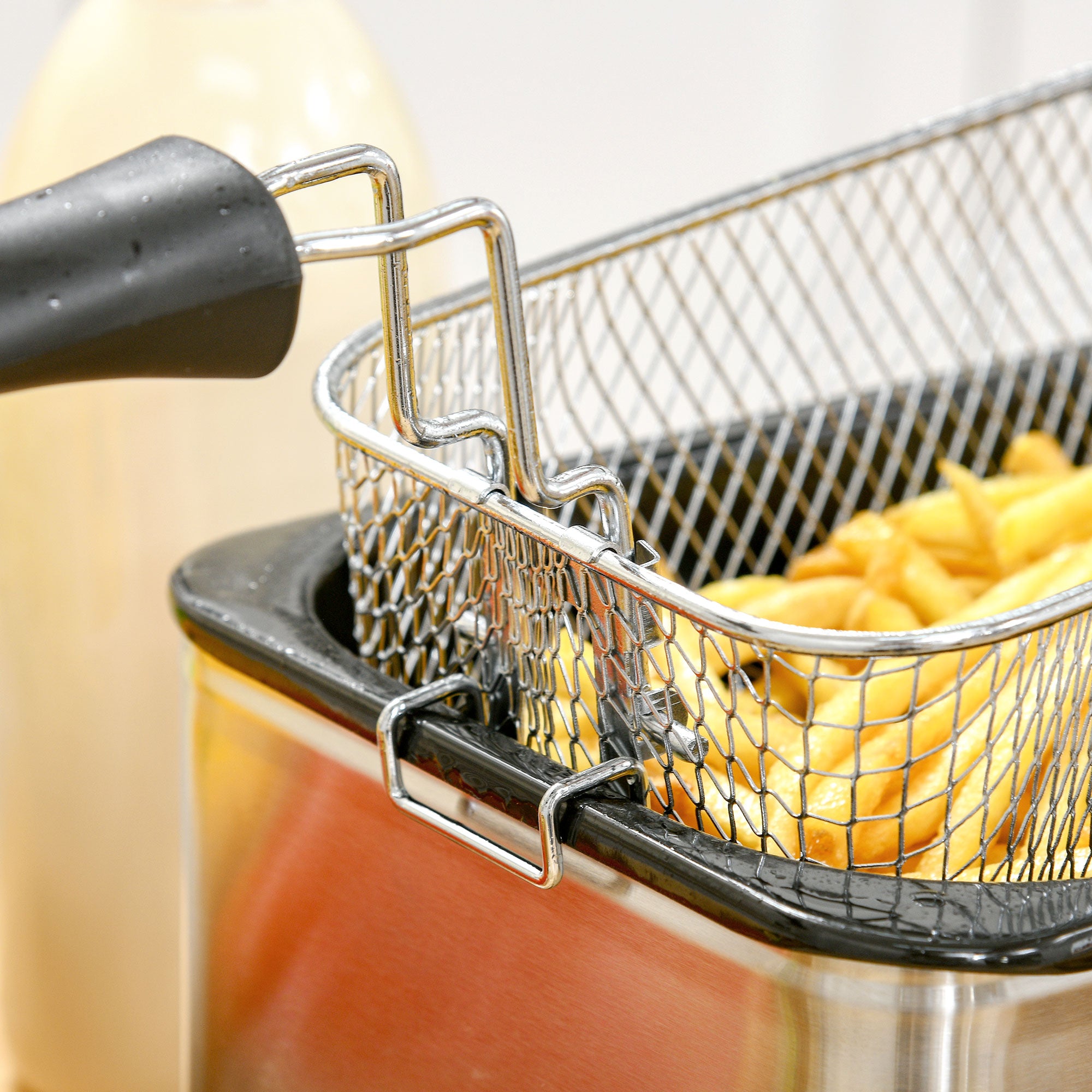 HOMCOM 3 Litre Stainless Steel Deep Fat Fryer with Adjustable Temp, 60min Timer, Viewing Window and Safety Cut Out, 2000W - North Peak Garden Furniture