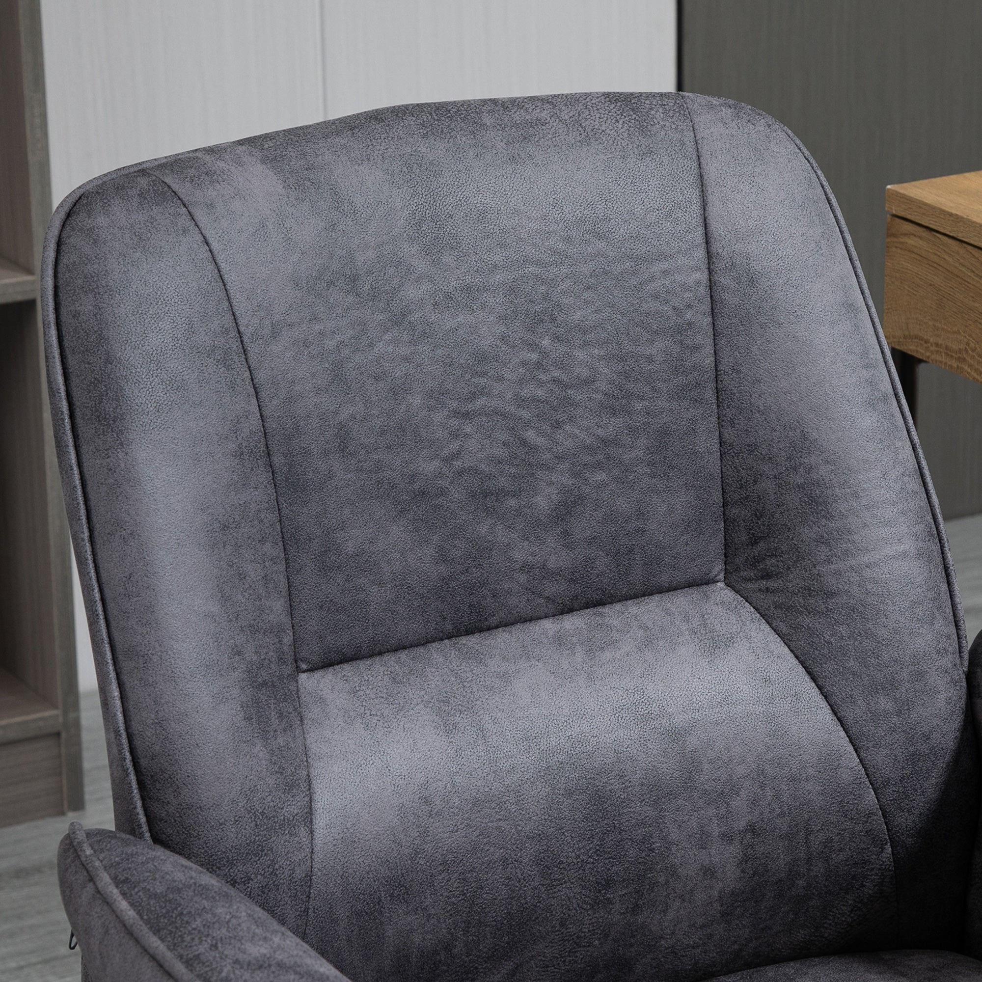 Vinsetto Swivel Computer Office Chair Mid Back Desk Chair for Home Study Bedroom, Charcoal Grey - North Peak Garden Furniture