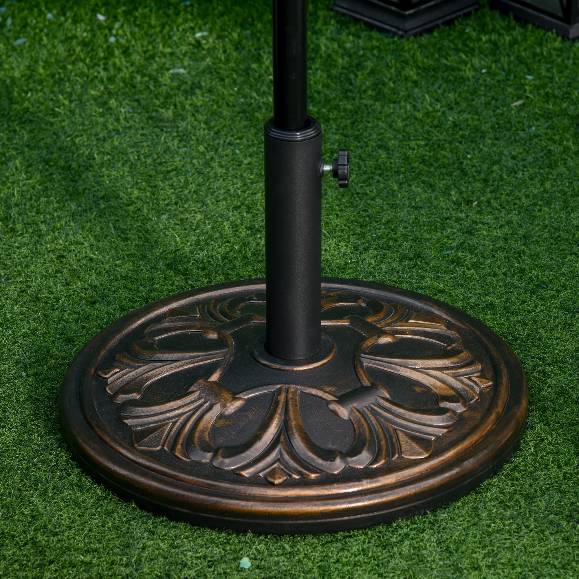 Outsunny 13kg Round Umbrella Base Outdoor Parasol Base Weight Stand Holder for Outdoor Garden Bronze Tone - North Peak Garden Furniture