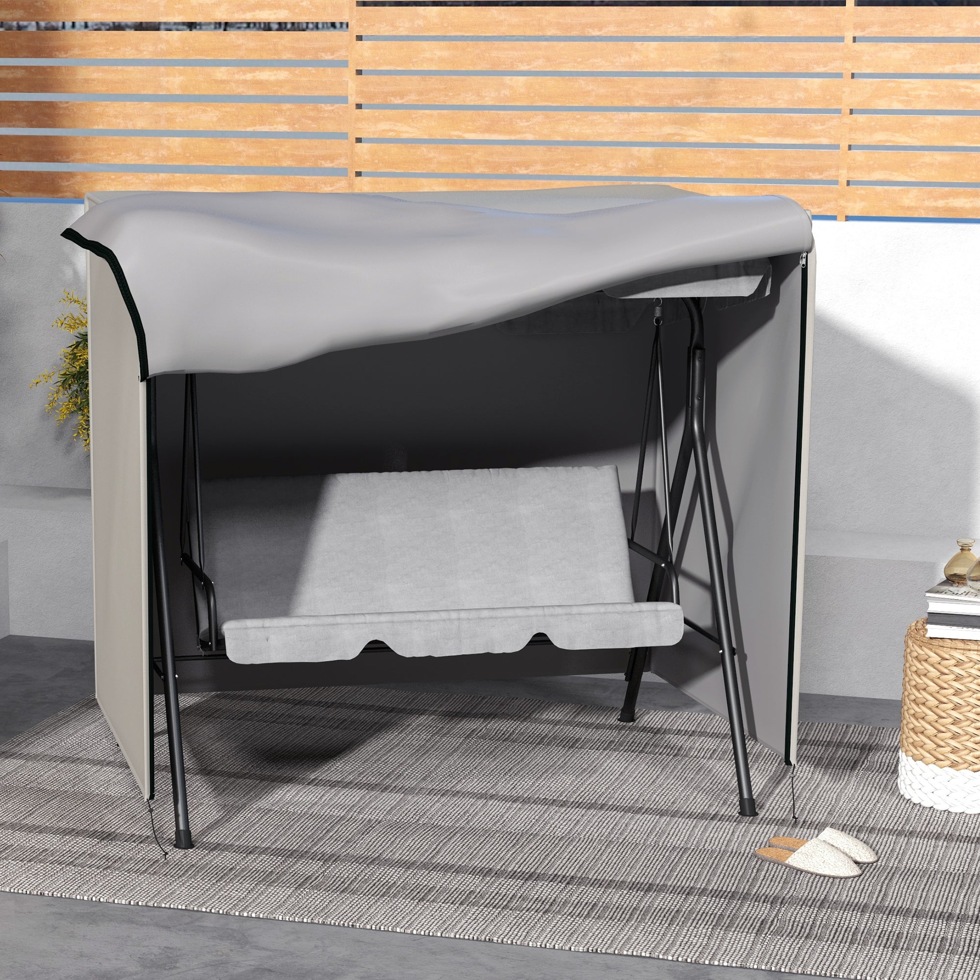 Outsunny 152 x 177cm Three-Seater Swing Chair Protective Cover Light Grey - North Peak Garden Furniture