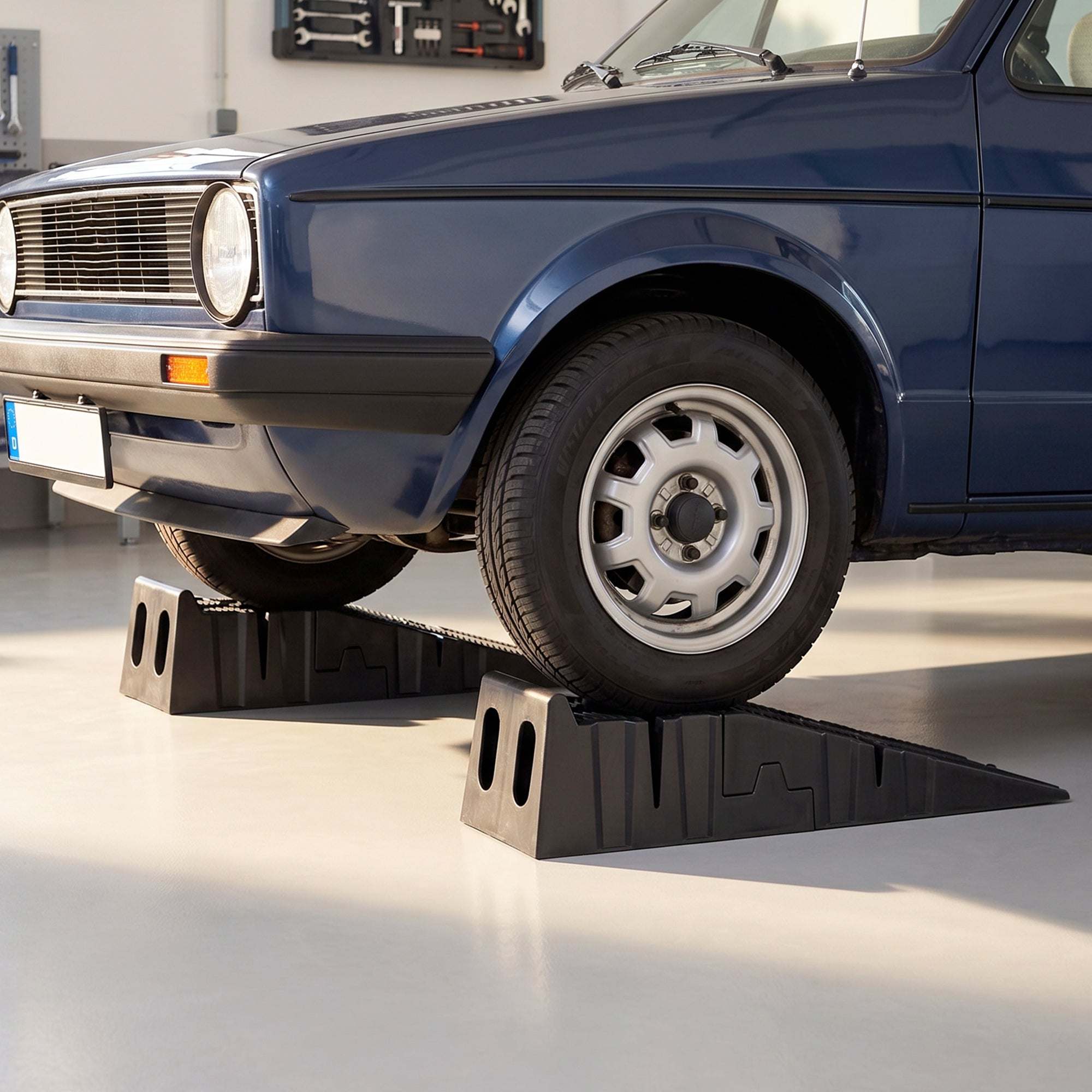 DURHAND 1 Pair Heavy Duty 5 Ton Plastic Garage Workshop Car Service Ramps Lifting Automotive Vehicle Portable, Black