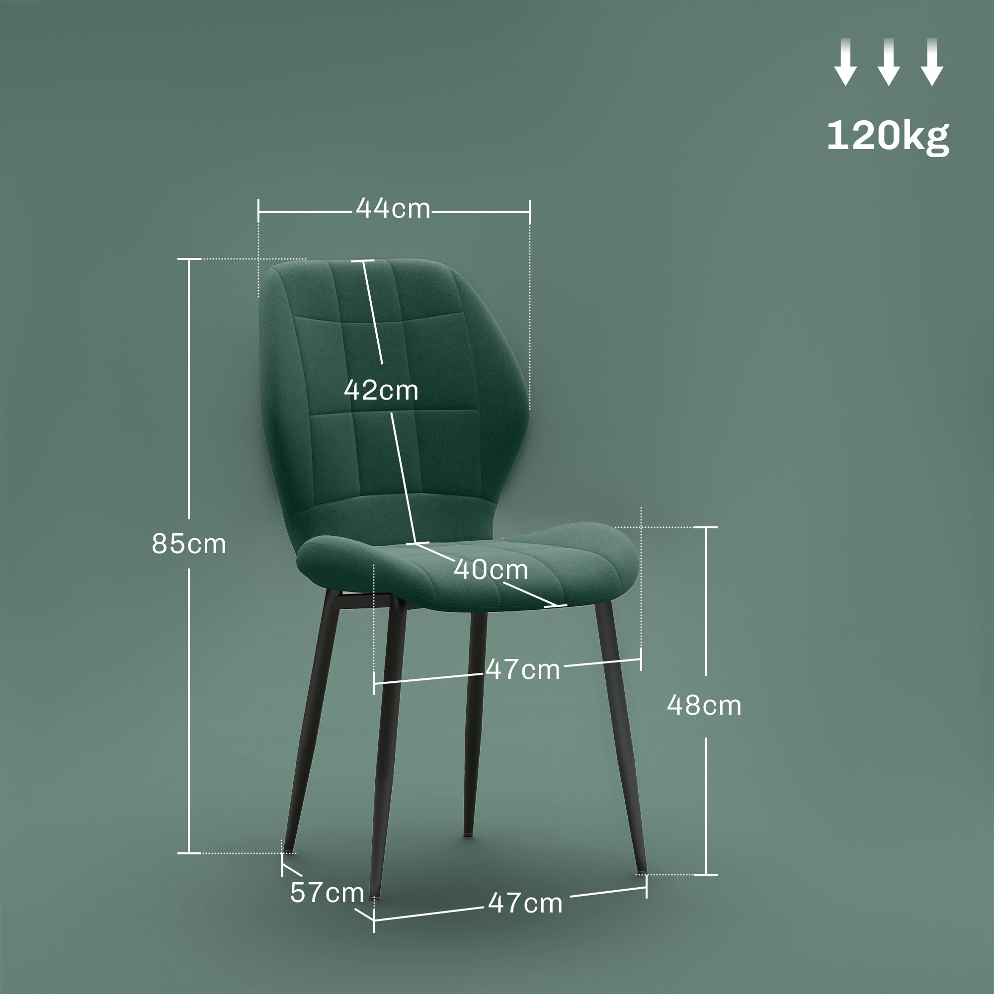 HOMCOM Set of Four Flannel Relaxed Tub Dining Chairs - Green - North Peak Garden Furniture