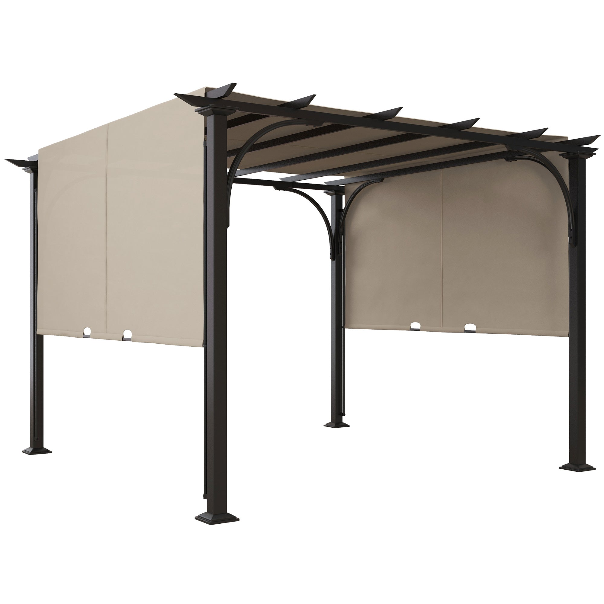 Outsunny 3 x 3(m) Outdoor Pergola, Garden Pergola Gazebo with Adjustable Canopy, Beige - North Peak Garden Furniture
