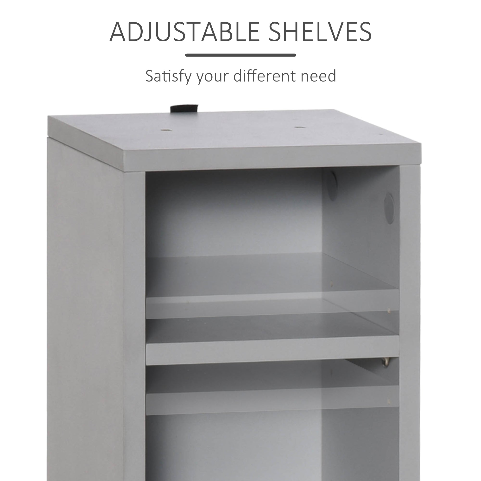 HOMCOM 204 CD Media Display Shelf Unit Set of 2 Blu-Ray Tower Rack w/ Adjustable Shelves Bookcase Storage Organiser, Grey - North Peak Garden Furniture