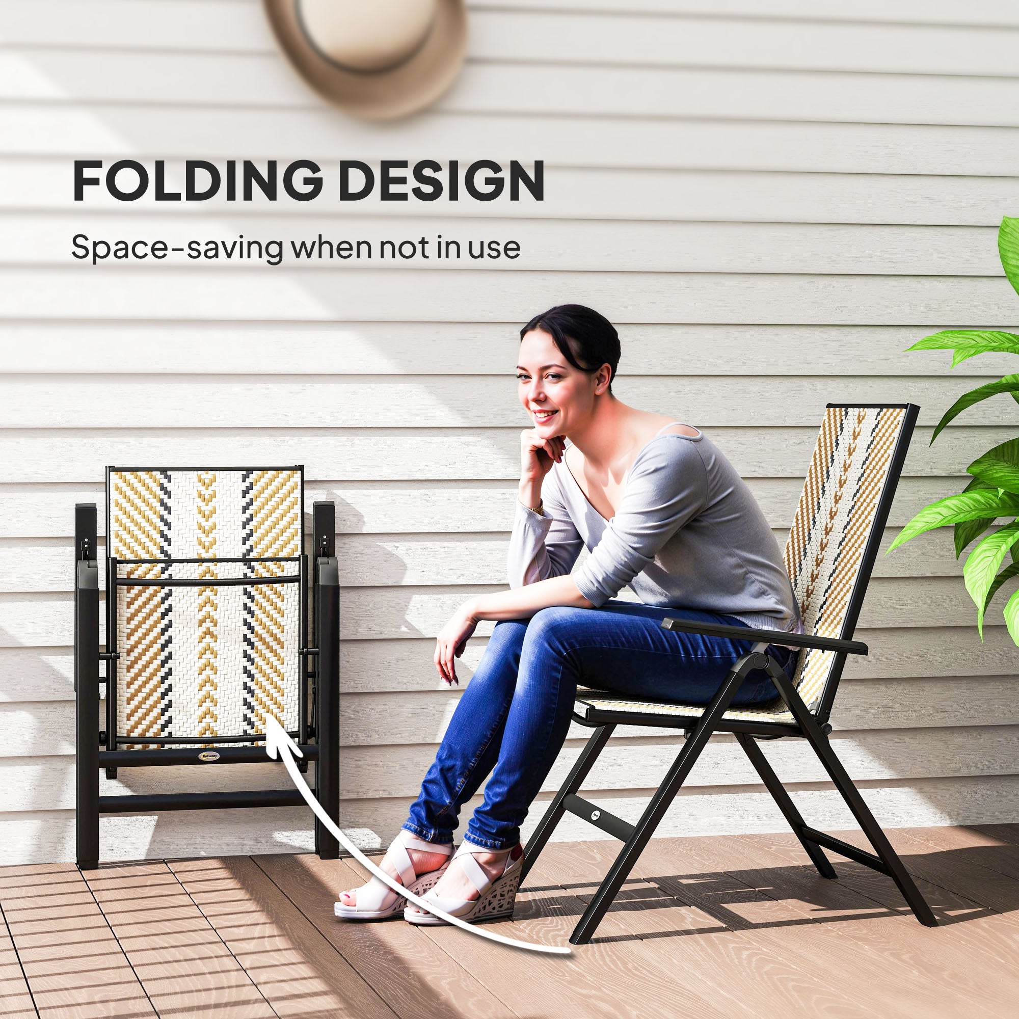 Outsunny Rattan Reclining Garden Chairs - Orange - North Peak Garden Furniture