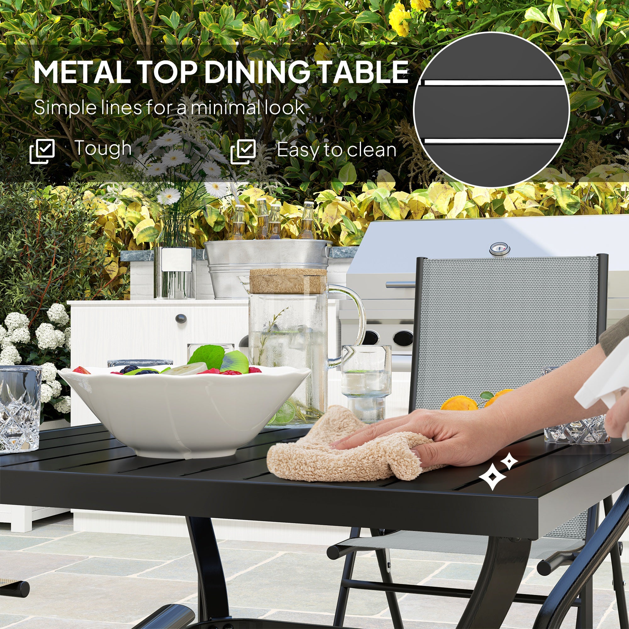 Outsunny Five-Piece Steel Frame Patio Set - Grey/Black - North Peak Garden Furniture