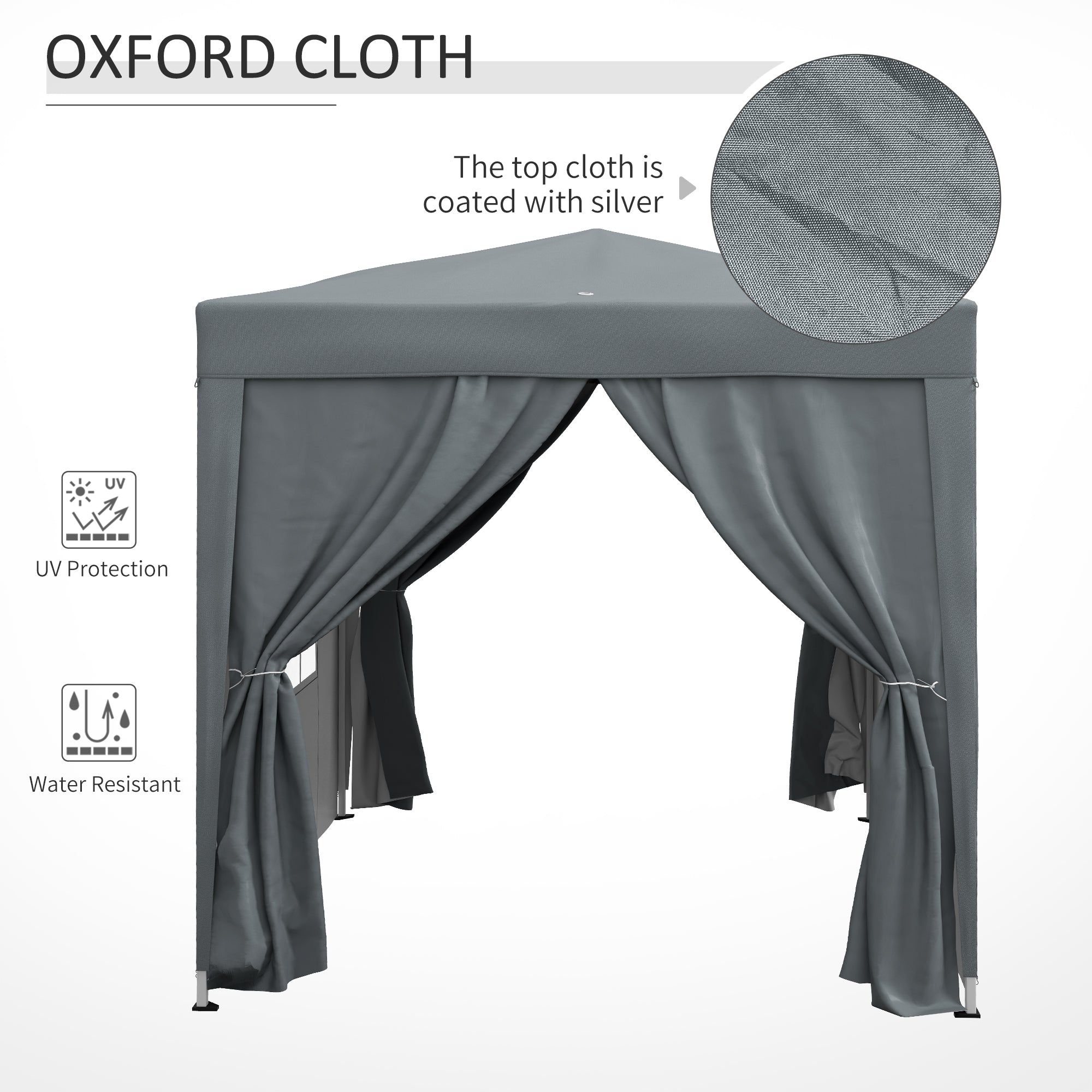 Outsunny Garden Pop Up Gazebo Marquee Party Tent Canopy with free Carrying Case, Removable 2 Walls, 2 Windows, 2m x 2m, Grey - North Peak Garden Furniture