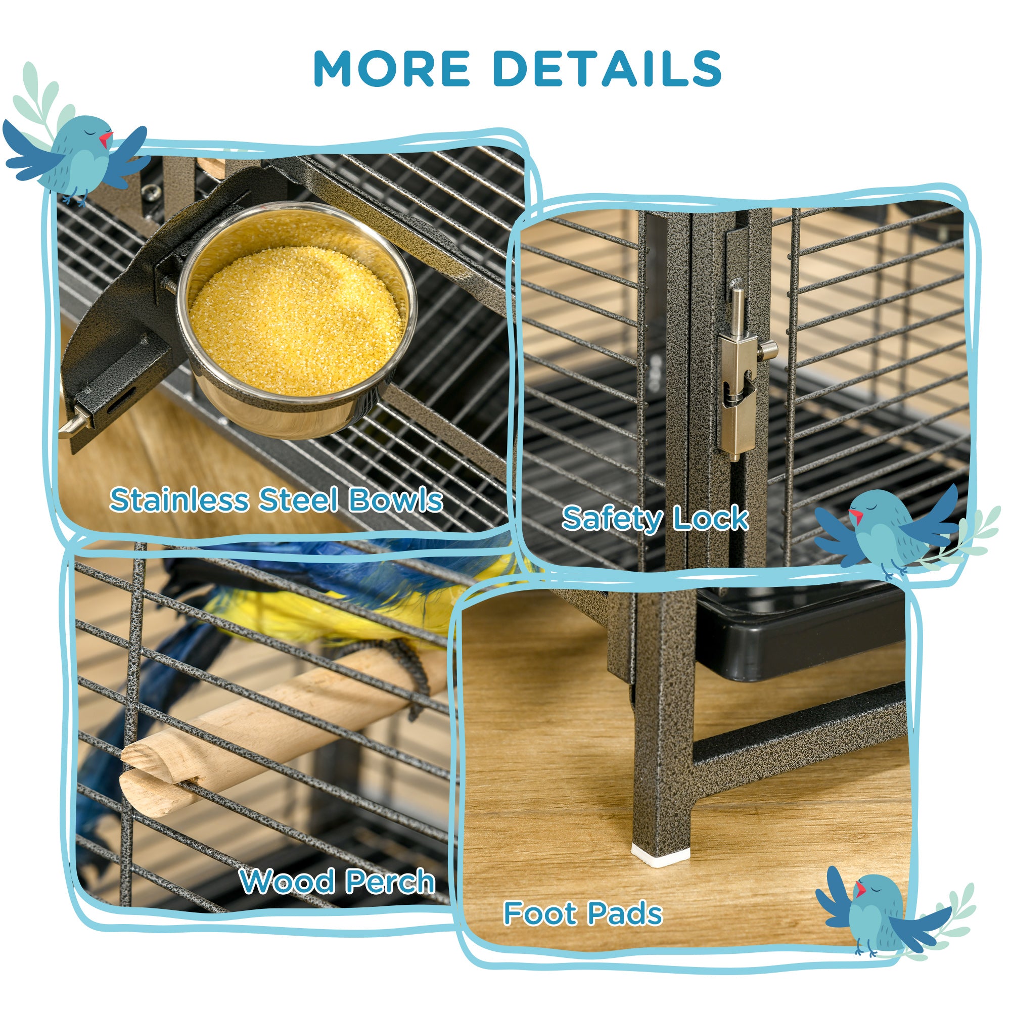 PawHut Parrot Cage, Travel Carry Pet Bird Cage, with Metal Handle - North Peak Garden Furniture