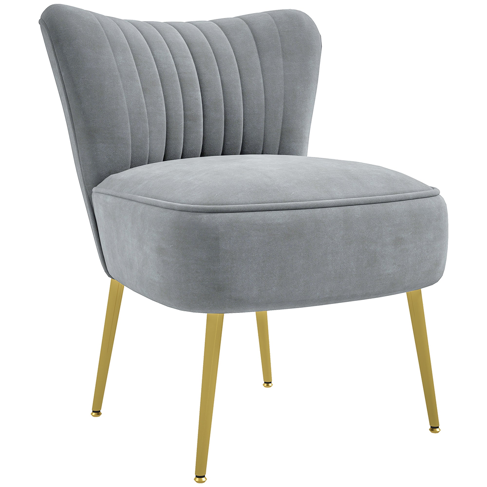 HOMCOM Velvet-Feel Tub Accent Chair - Grey - North Peak Garden Furniture