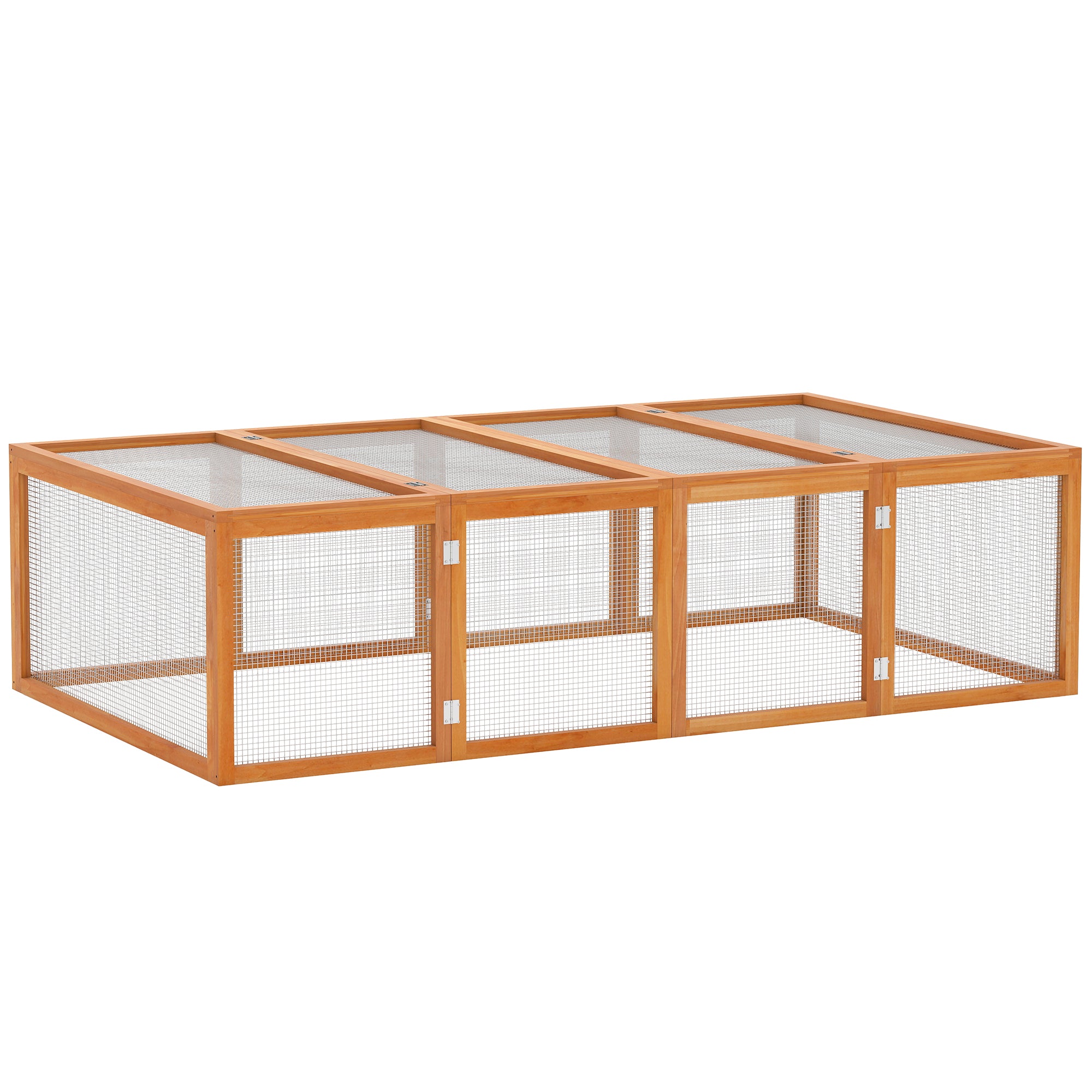 Pawhut Rabbit Run Wooden Rabbit Hutch Cage 6ft with Wire Mesh, Openable Roof, Play Space for Outdoor, 181 x 100 x 48 cm