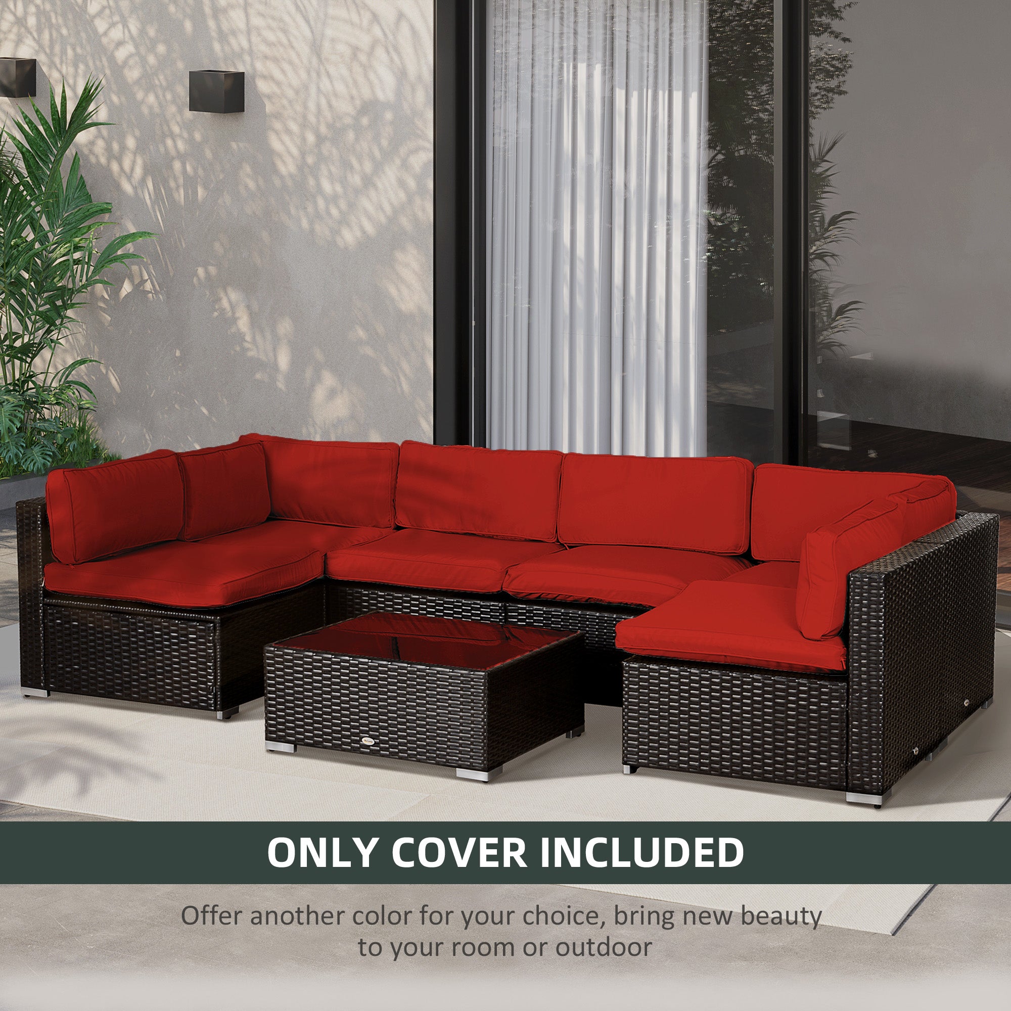 Outsunny Set of 14 Outdoor Cushion Covers - Red - North Peak Garden Furniture
