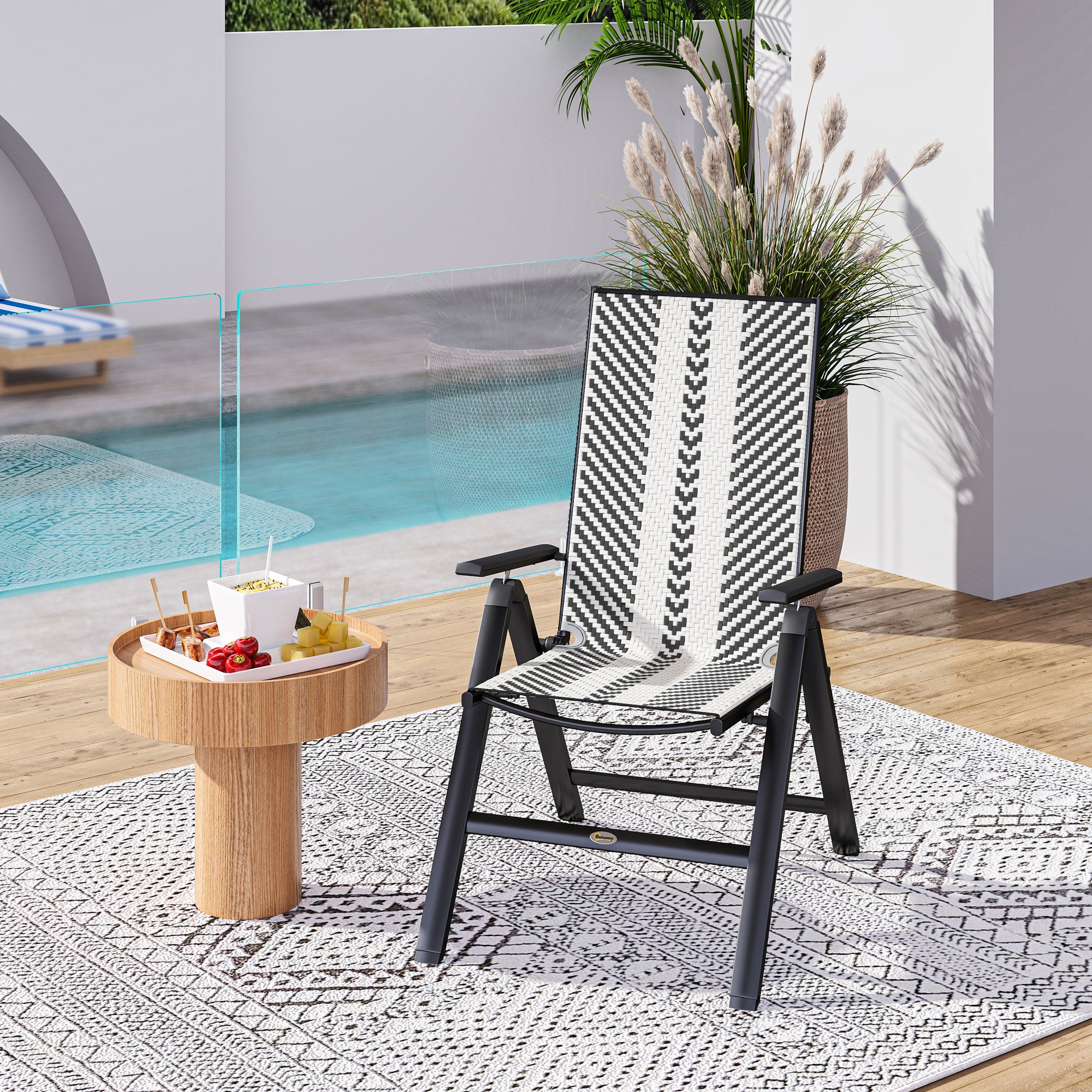 Outsunny Rattan Reclining Garden Chairs - Black - North Peak Garden Furniture