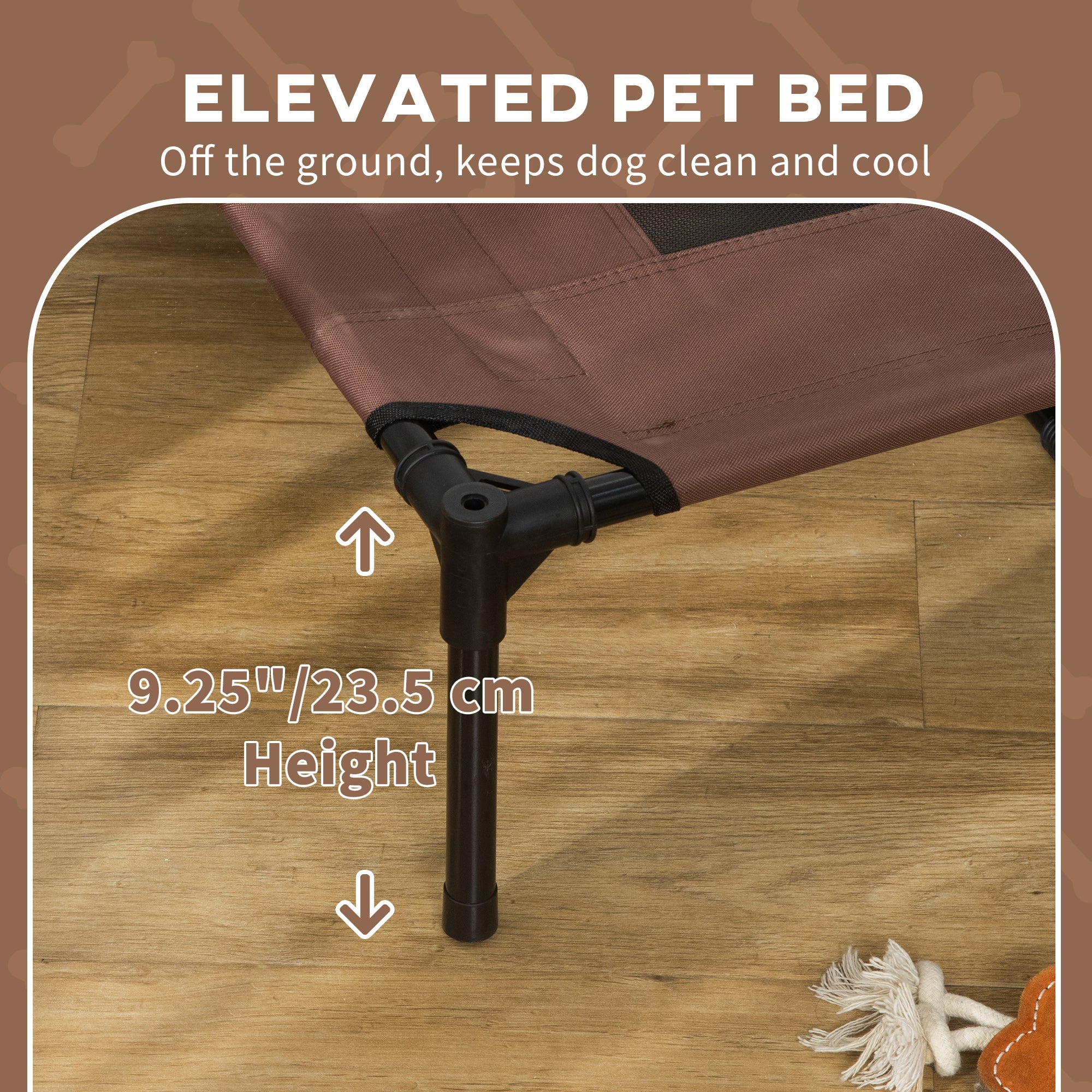 PawHut Raised Dog Bed Waterproof Elevated Pet Cot with Breathable Mesh UV Protection Canopy Coffee, for XL Dogs, 122 x 92 x 108cm - North Peak Garden Furniture